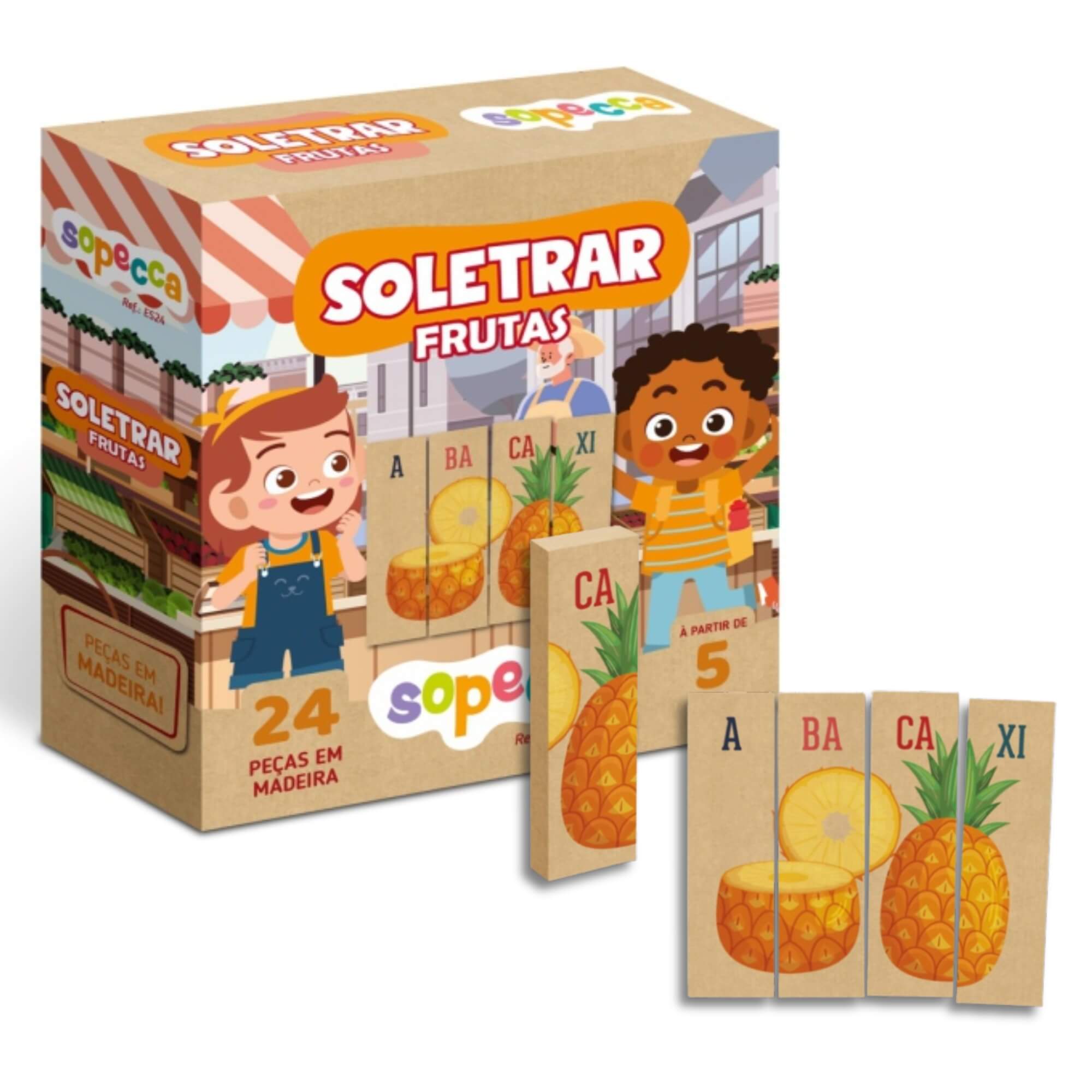 Jogo Infantil Soletrar Frutas 24 Peças Sopecca - Sopecca