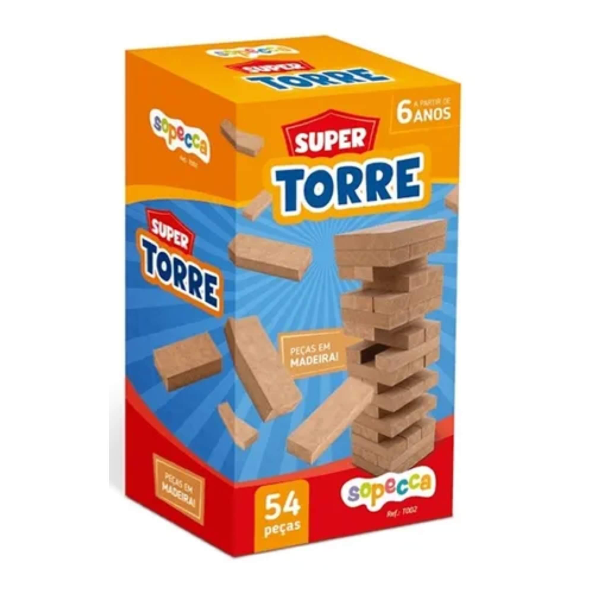 Jogo Infantil Super Torre 54 Peças Sopecca - TE002