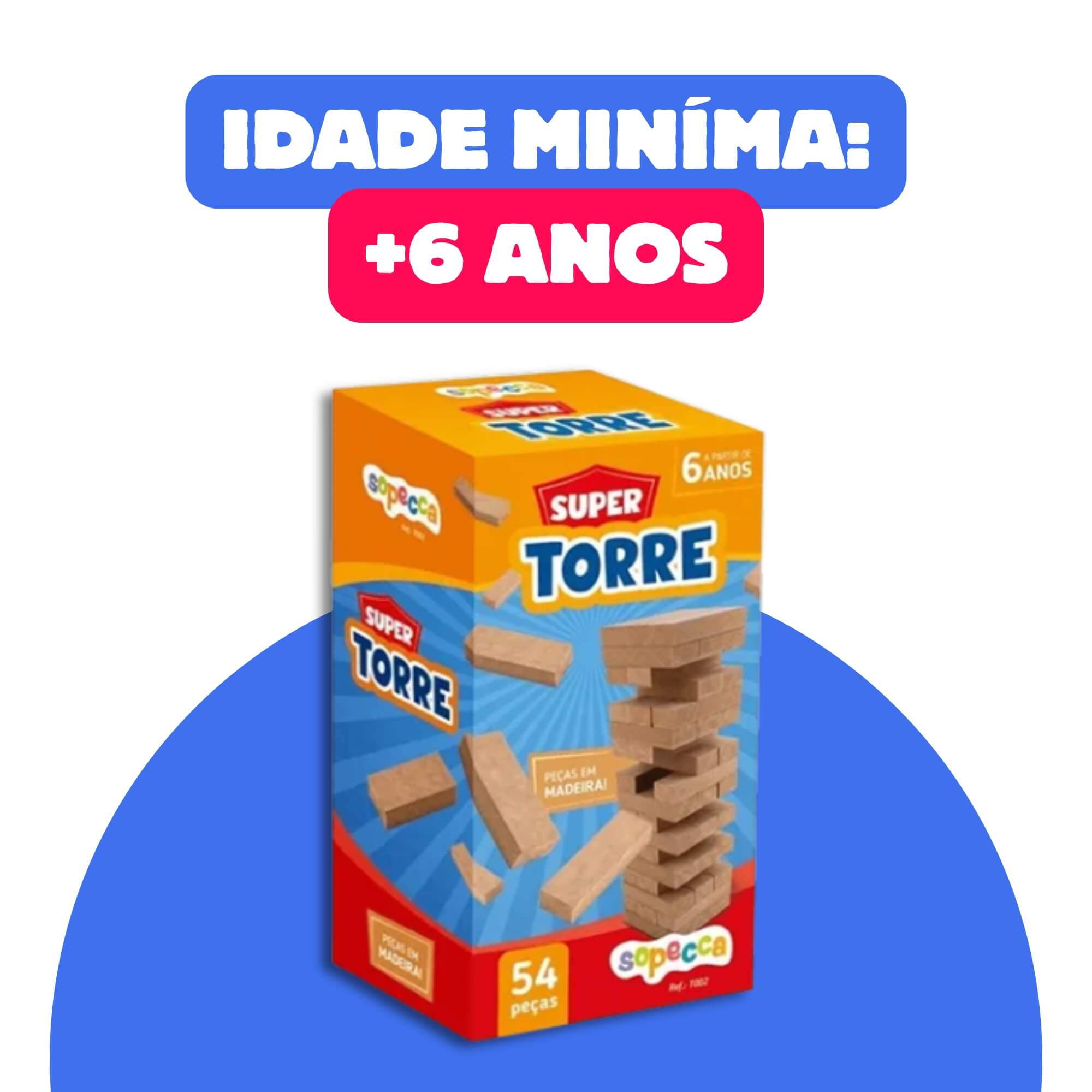 Jogo Infantil Super Torre 54 Peças Sopecca - TE002