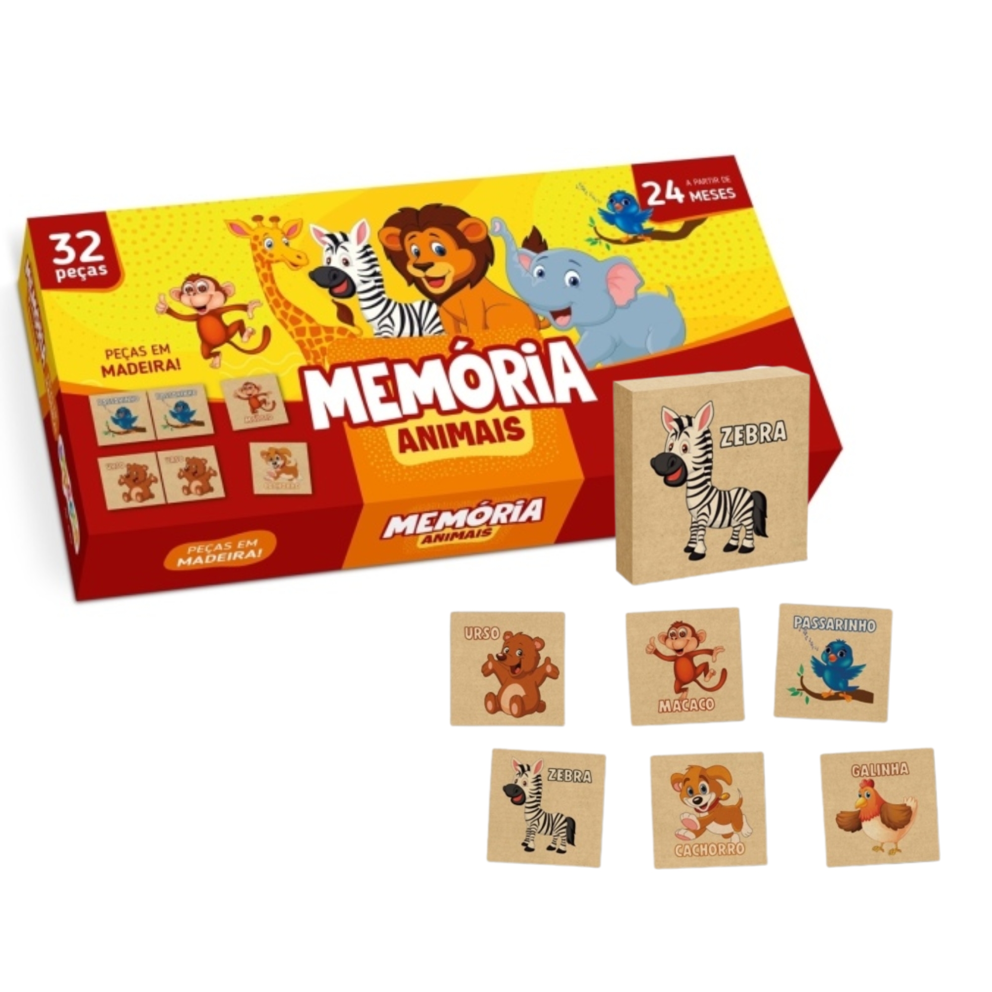 Jogo da Memória Infantil Memória Animais 32 Peças Sopecca - M302