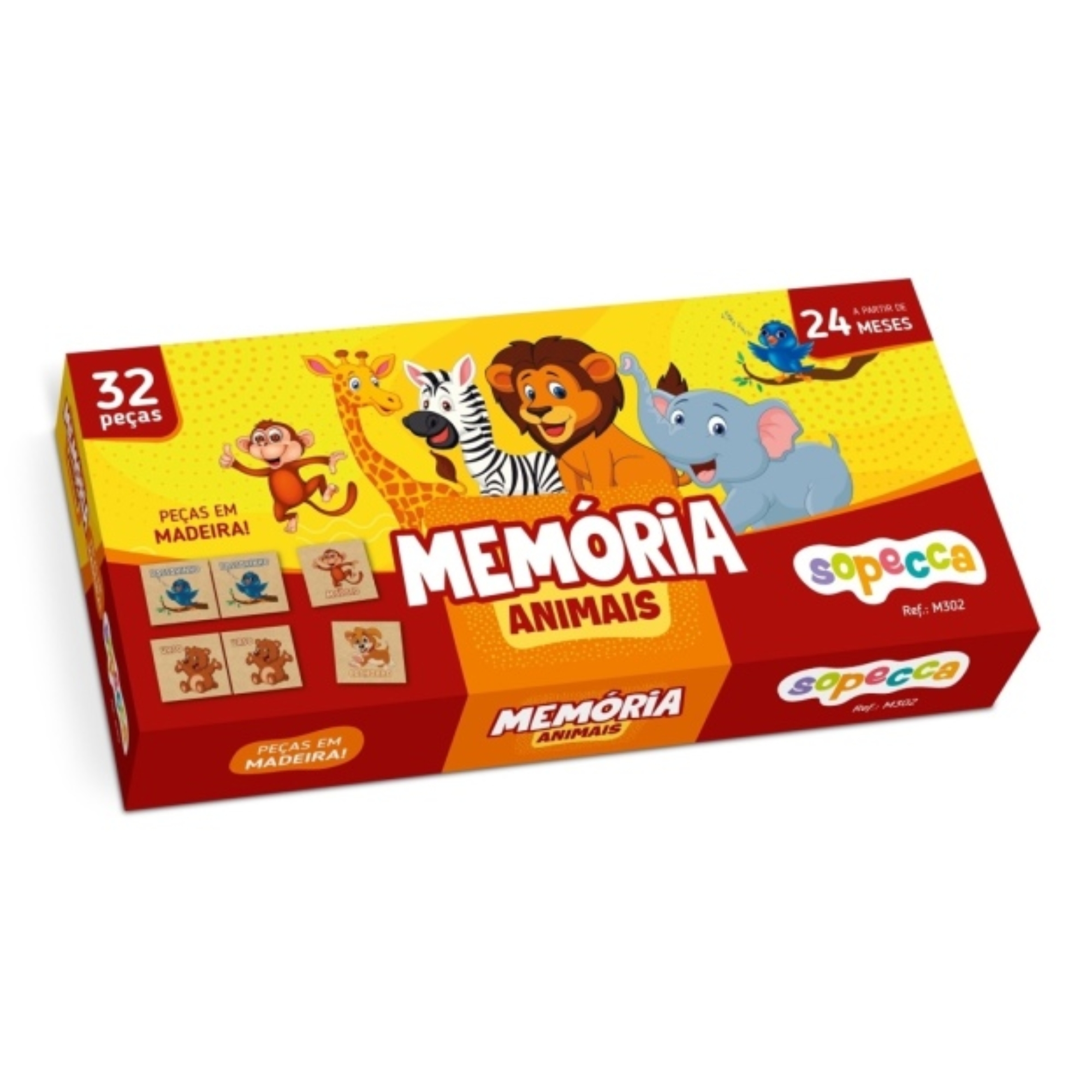 Jogo da Memória Infantil Memória Animais 32 Peças Sopecca - M302