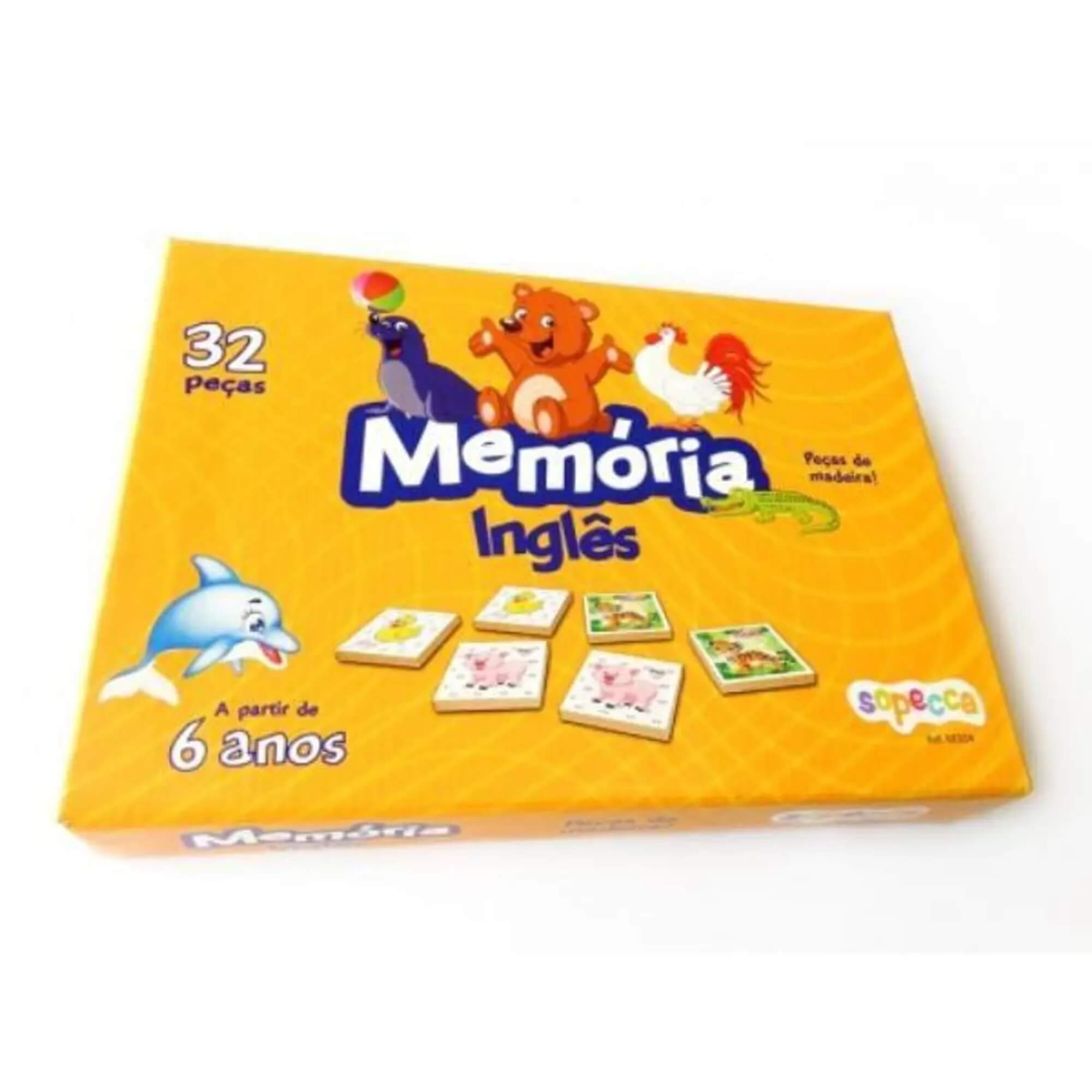 Jogo da Memória Infantil Memória Inglês 32 Peças Sopecca - M304