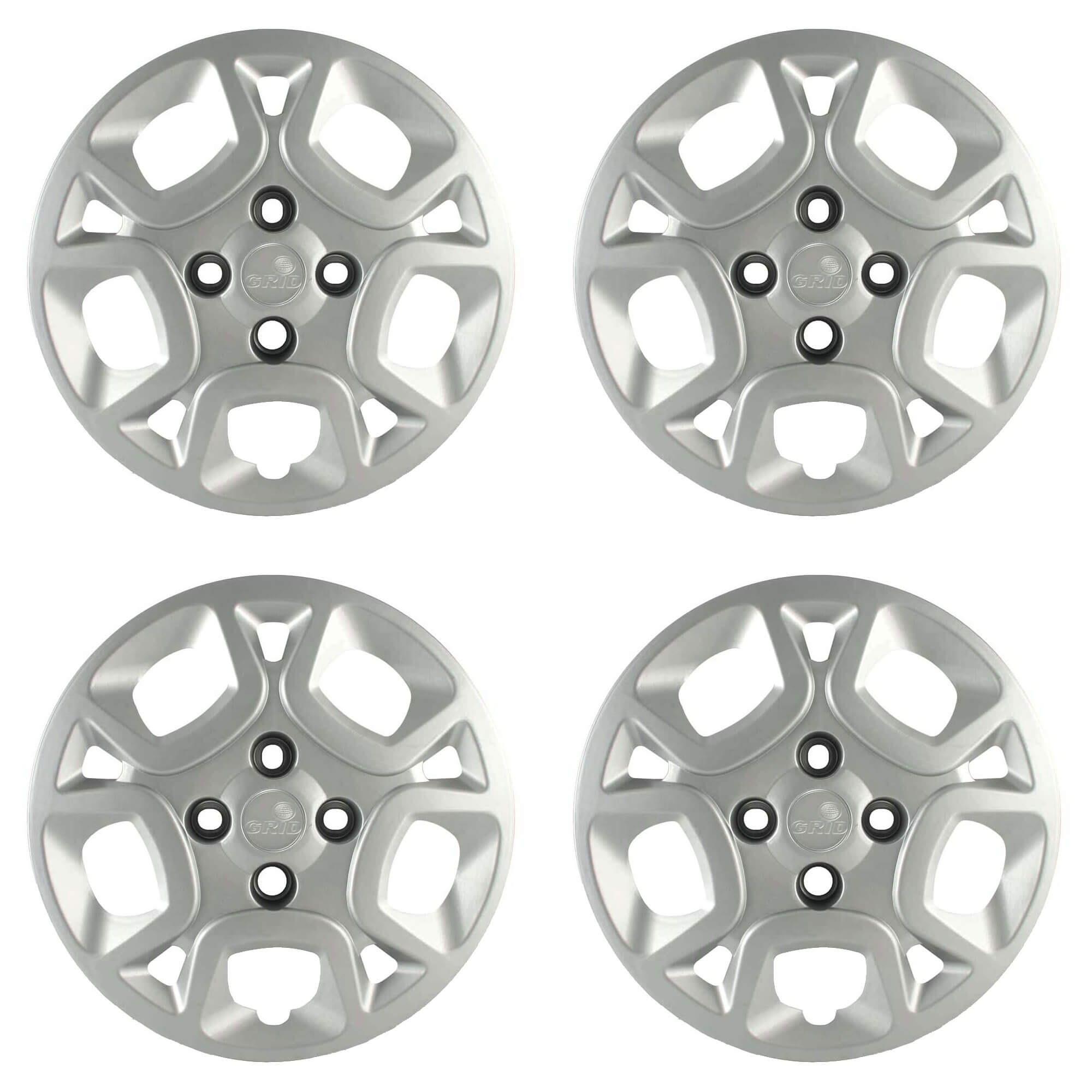 Calota Aro 14" cor Prata Modelo Uno Attractive 1.4 2011 Jogo c/ 4 Calotas Grid - 077CB-PTA-E