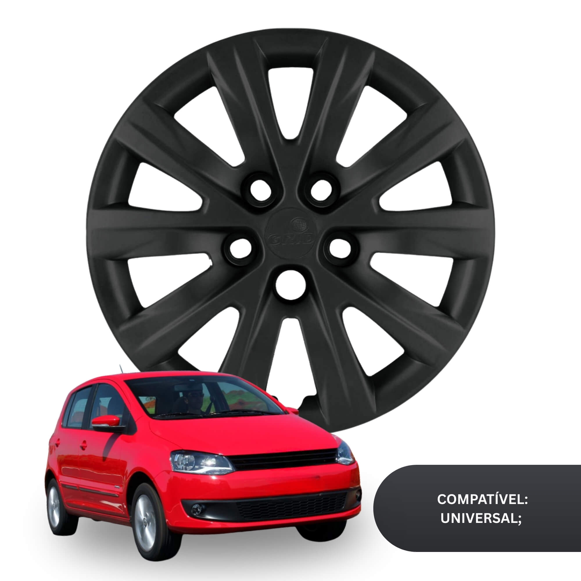 Calota Aro 15" cor Grafite Modelo Fox/Space/Polo 12/13 Jogo c/ 4 Calotas Grid - 078CP-GFT-E