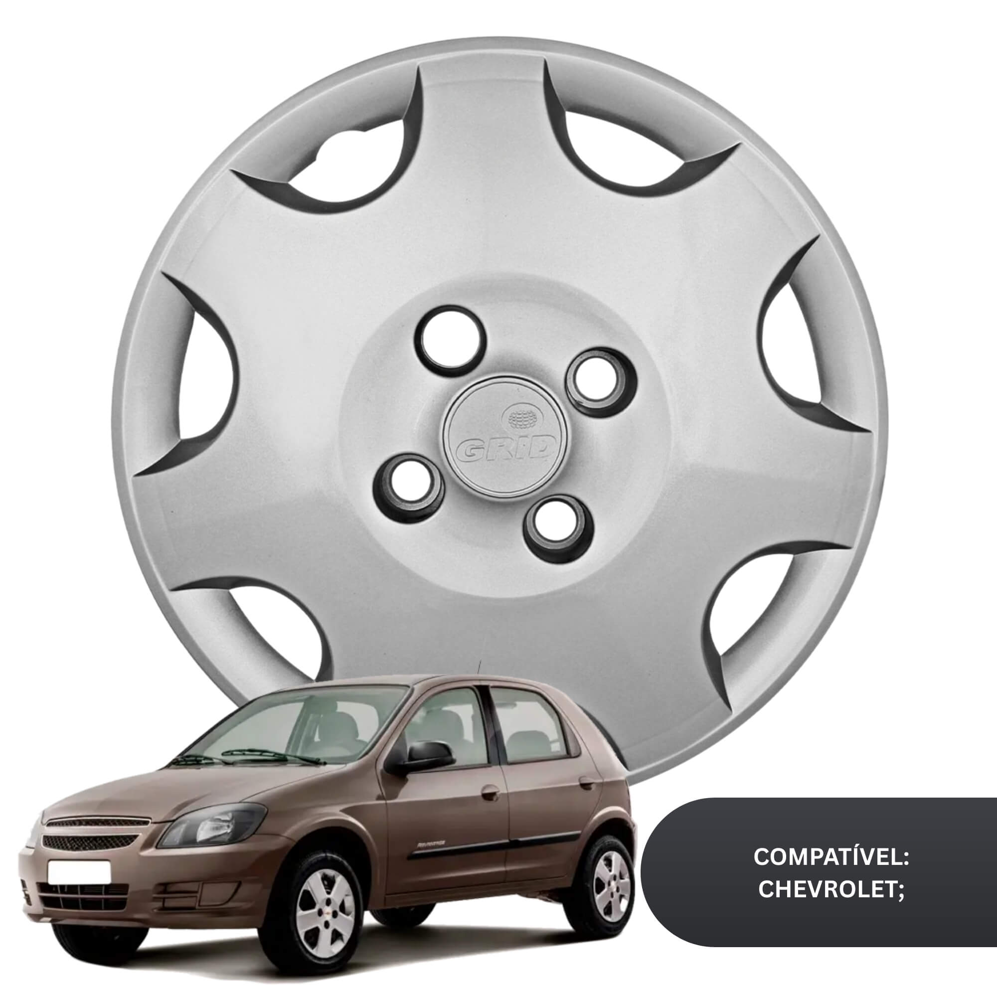 Calota Aro 13" cor Prata Modelo Celta 2006 Jogo c/ 4 Calotas Grid - 118CB-PTA-E