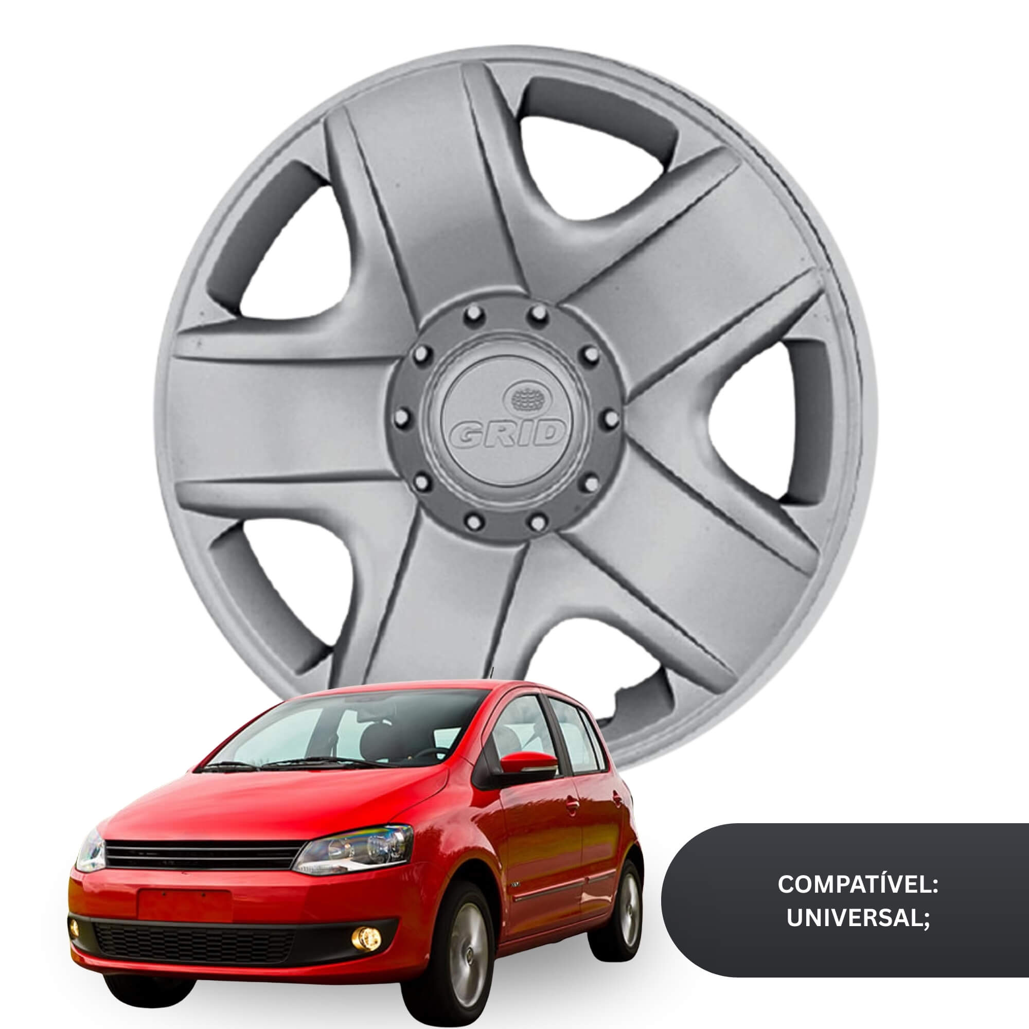 Calota Aro 15" cor Prata modelo Fox 09/10 Jogo c/ 4 Calotas Grid - 144AR-PTA-E