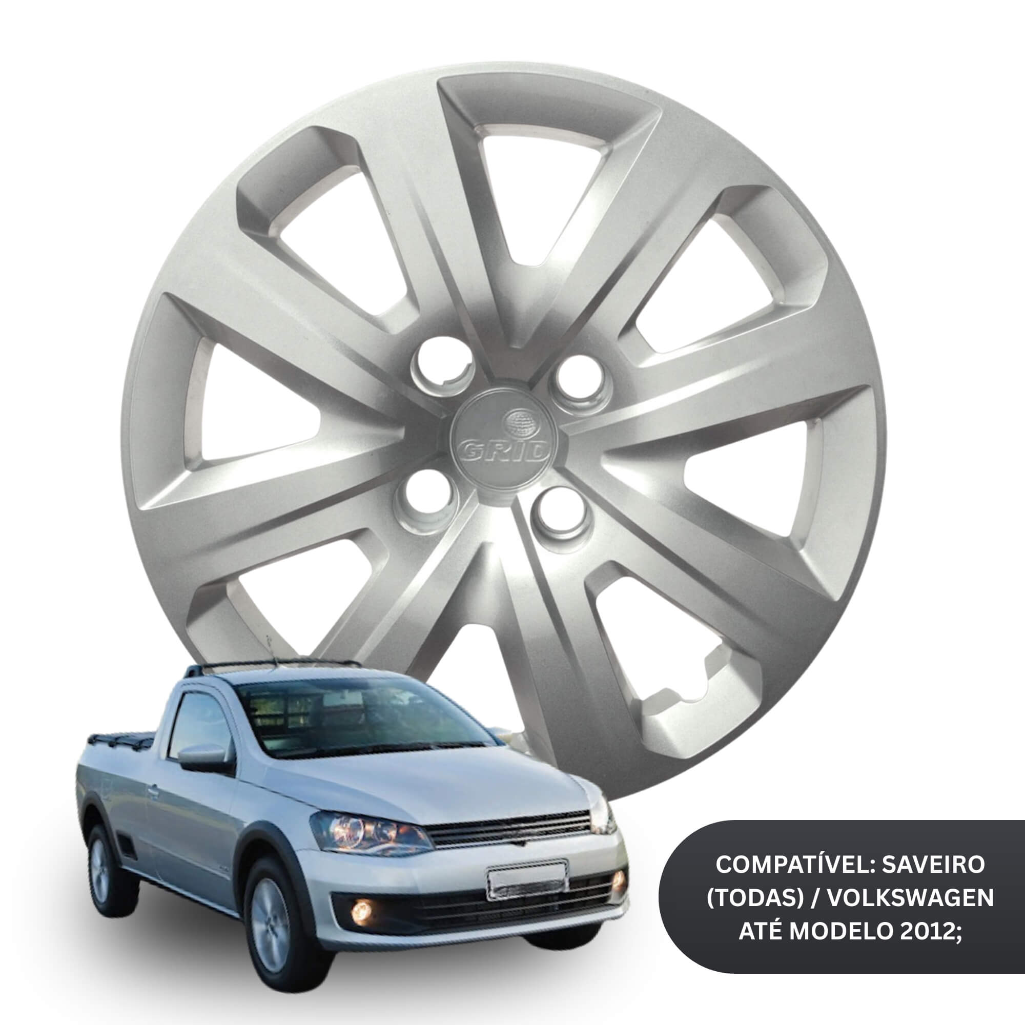 Calota Aro 14" cor Prata Modelo Saveiro 14/16 Jogo c/ 4 Calotas Grid - 190CA-PTA-E