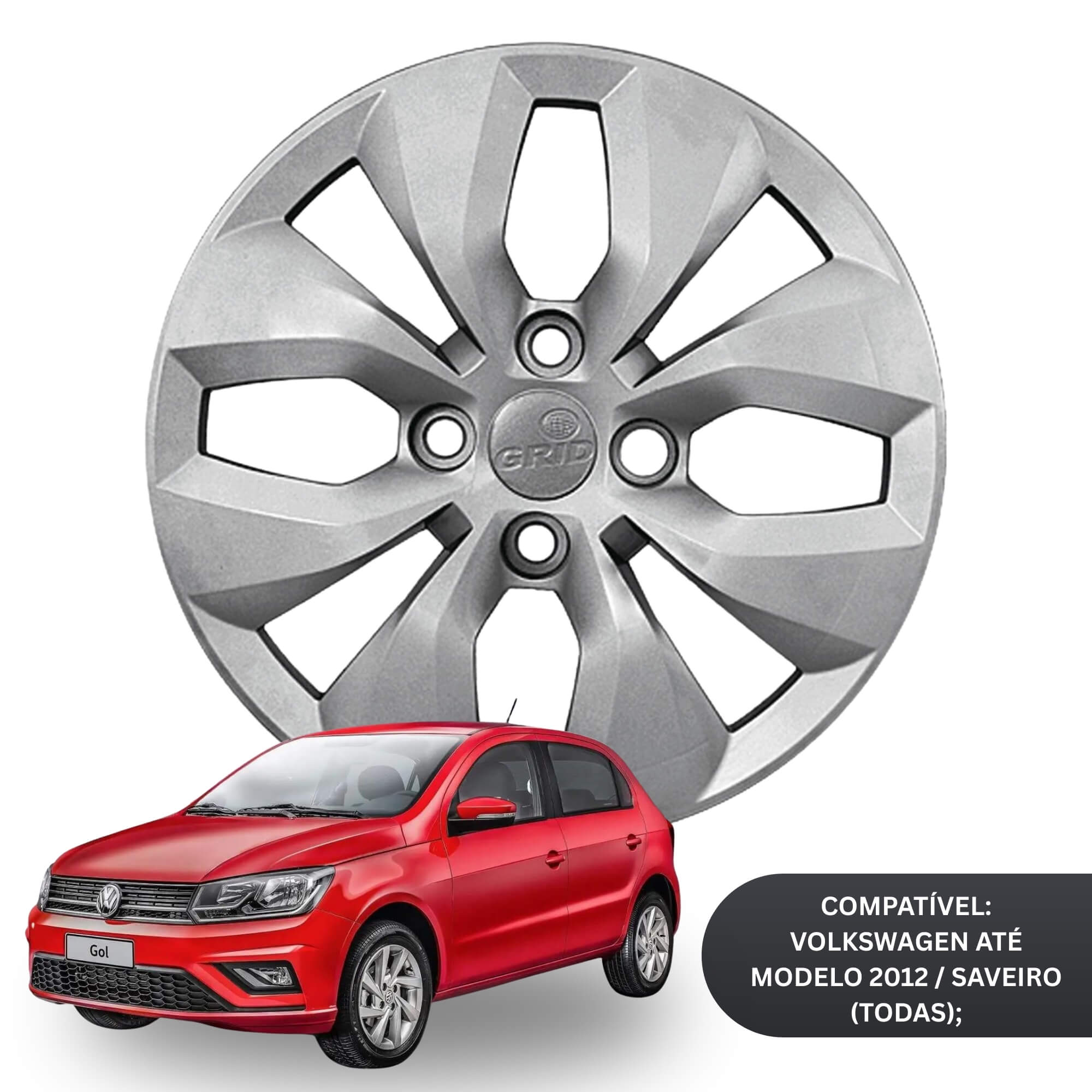 Calota Aro 14" cor Prata Modelo Gol/Voyage G6 14/16 Jogo c/ 4 Calotas Grid - 241CA-PTA-E