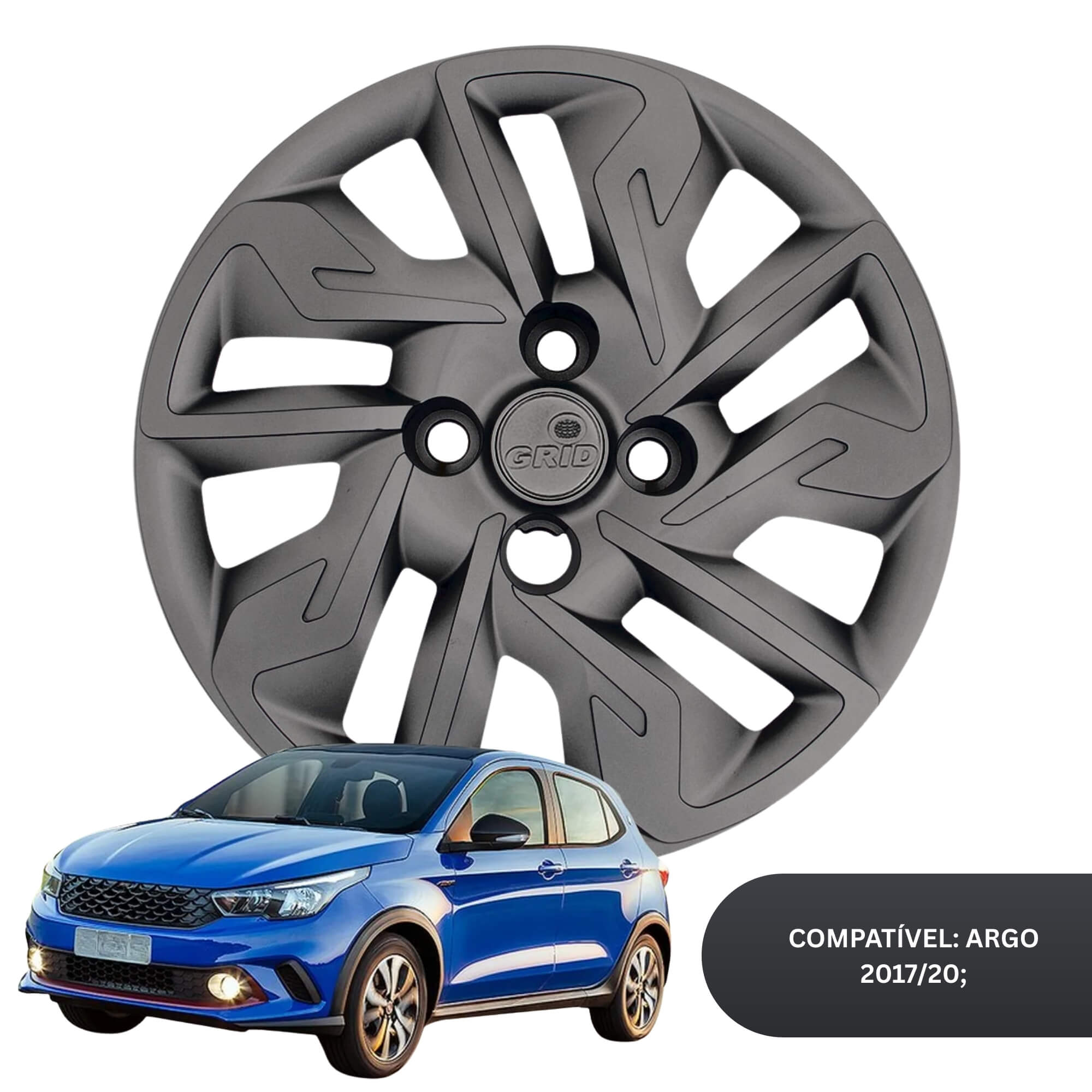 Calota Aro 14" cor Grafite modelo Argo 17/20 Jogo c/ 4 Calotas Grid - 292CB-GFT-E