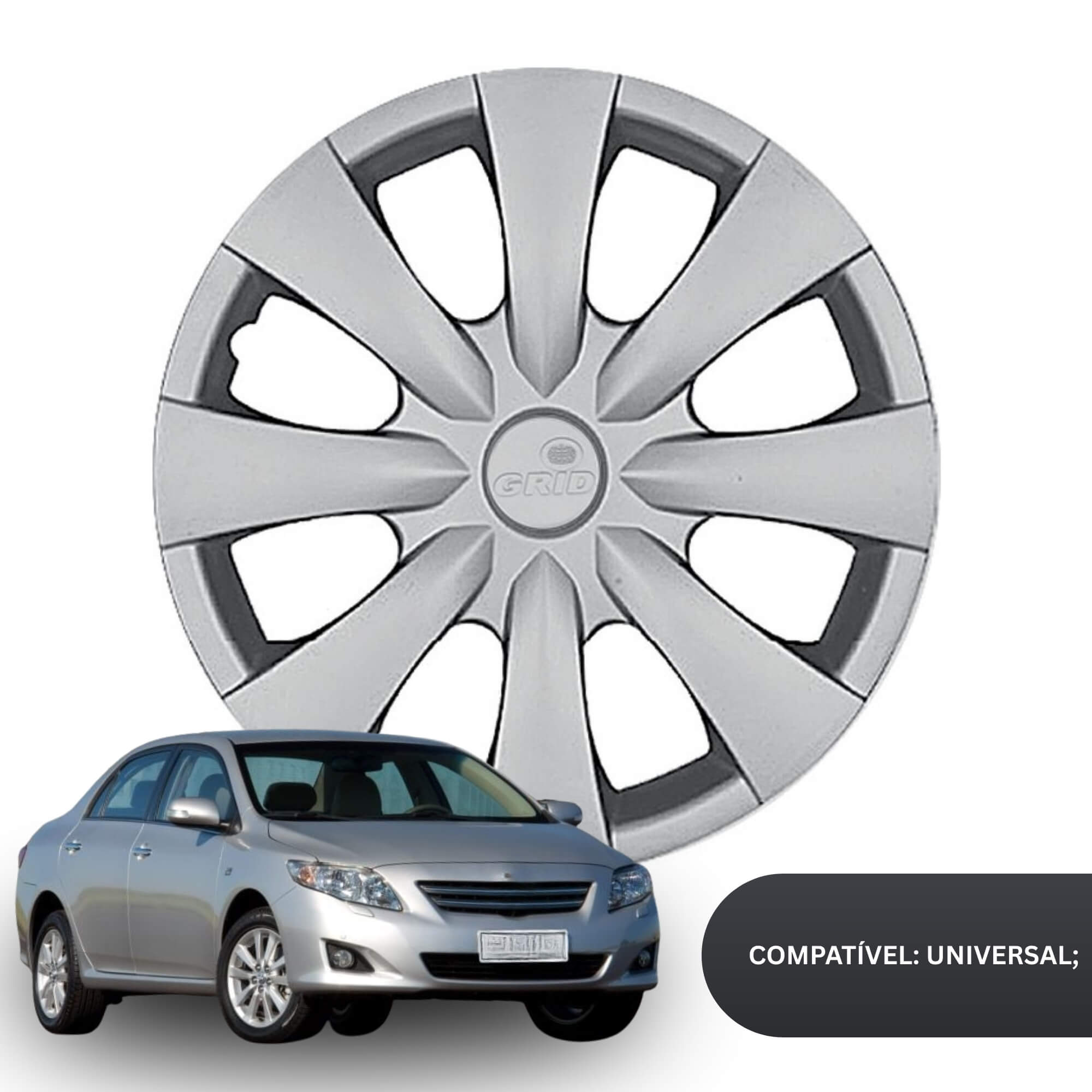 Calota Aro 15" cor Prata Modelo Corolla 2010 Jogo c/ 4 Calotas Grid - 460AR-PTA-E