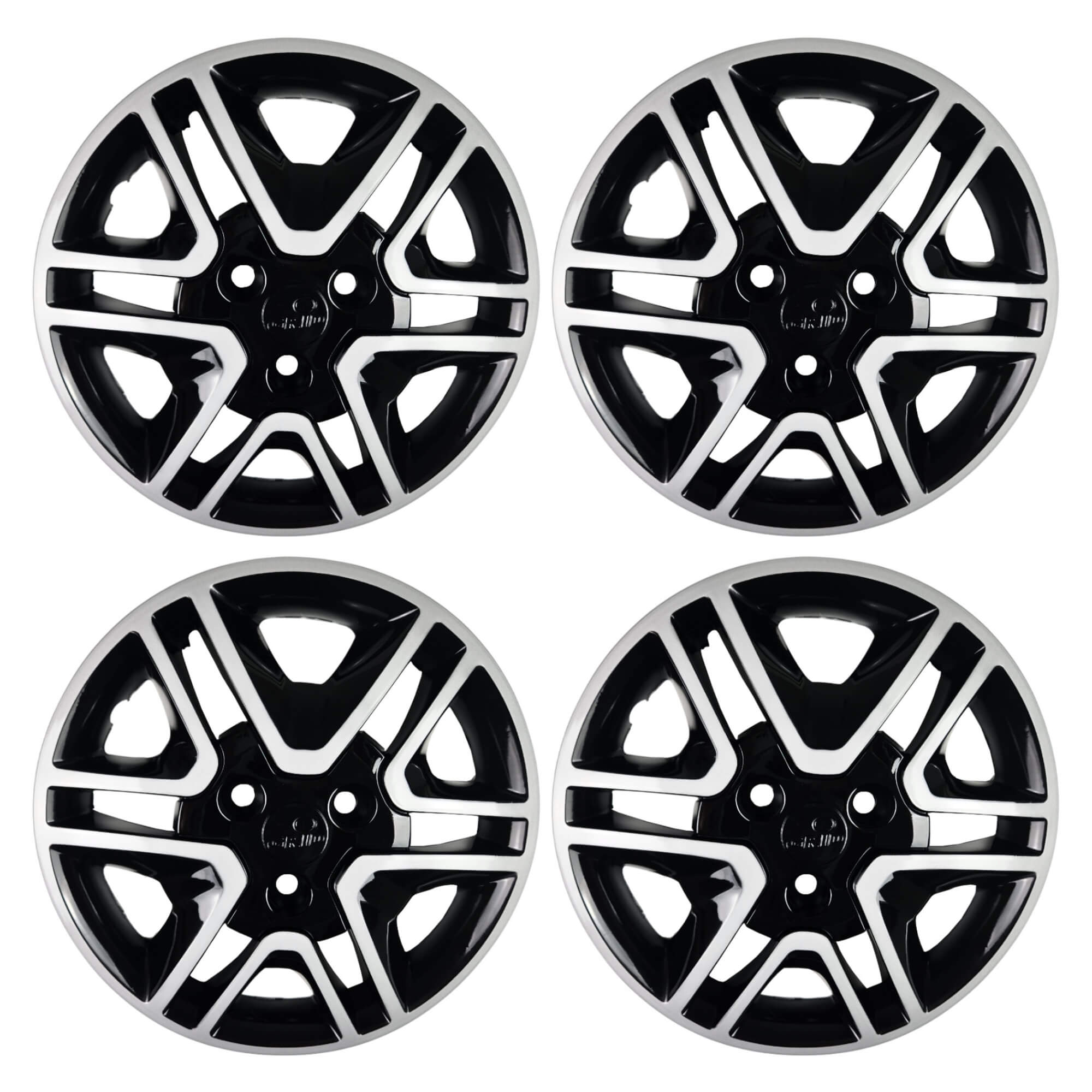Calota Aro 14" cor Preto/Prata Modelo Kwid Intense 2018/20 Jogo c/ 4 Calotas Grid - 877CP-PBP-E