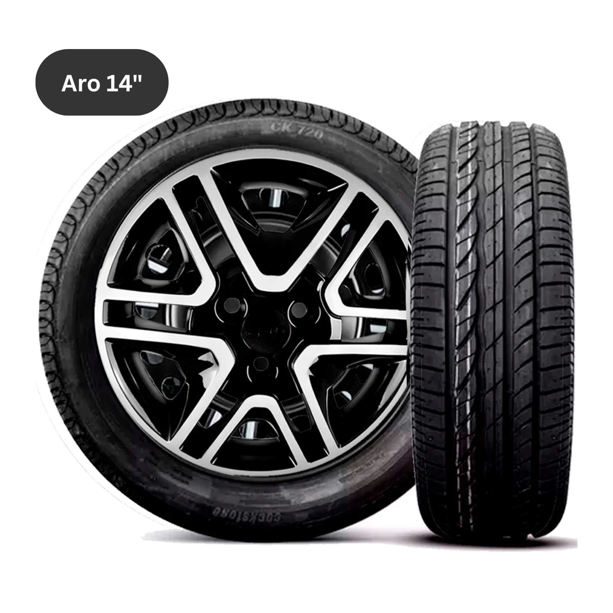 Calota Aro 14" cor Preto/Prata Modelo Kwid Intense 2018/20 Jogo c/ 4 Calotas Grid - 877CP-PBP-E