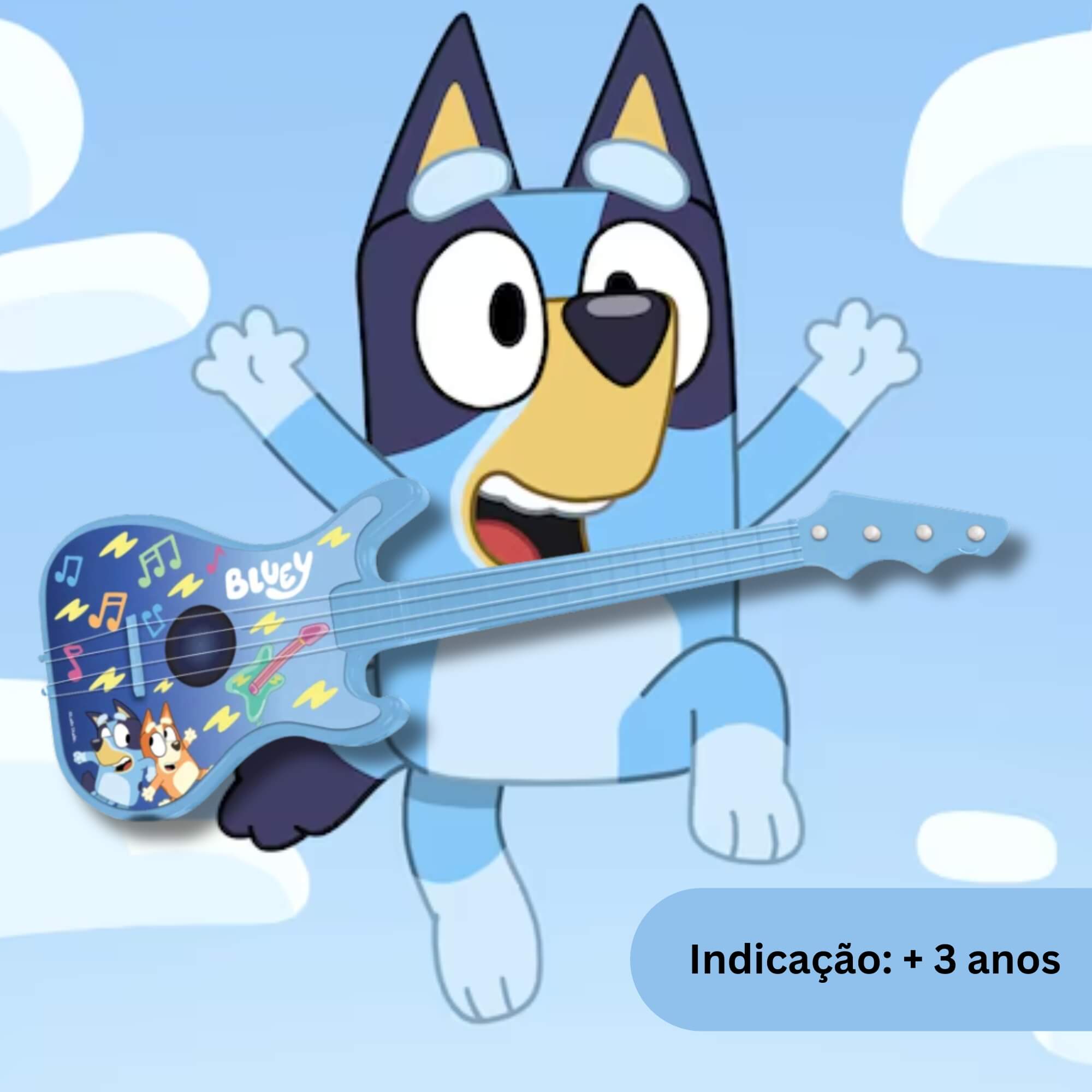 Brinquedo Guitarra Bluey Infantil +3 anos - Brinquedo Musical Educativo Não Eletrônico Elka - 1312