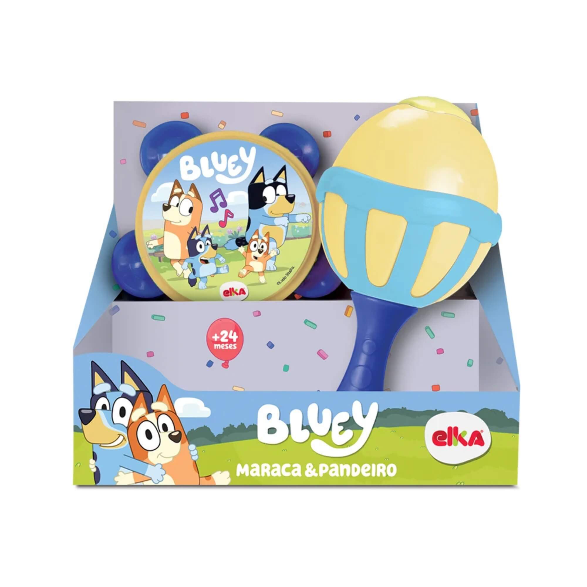 Brinquedo Kit Musical Bluey - Maraca e Pandeiro para Crianças +24 meses Elka - 1313