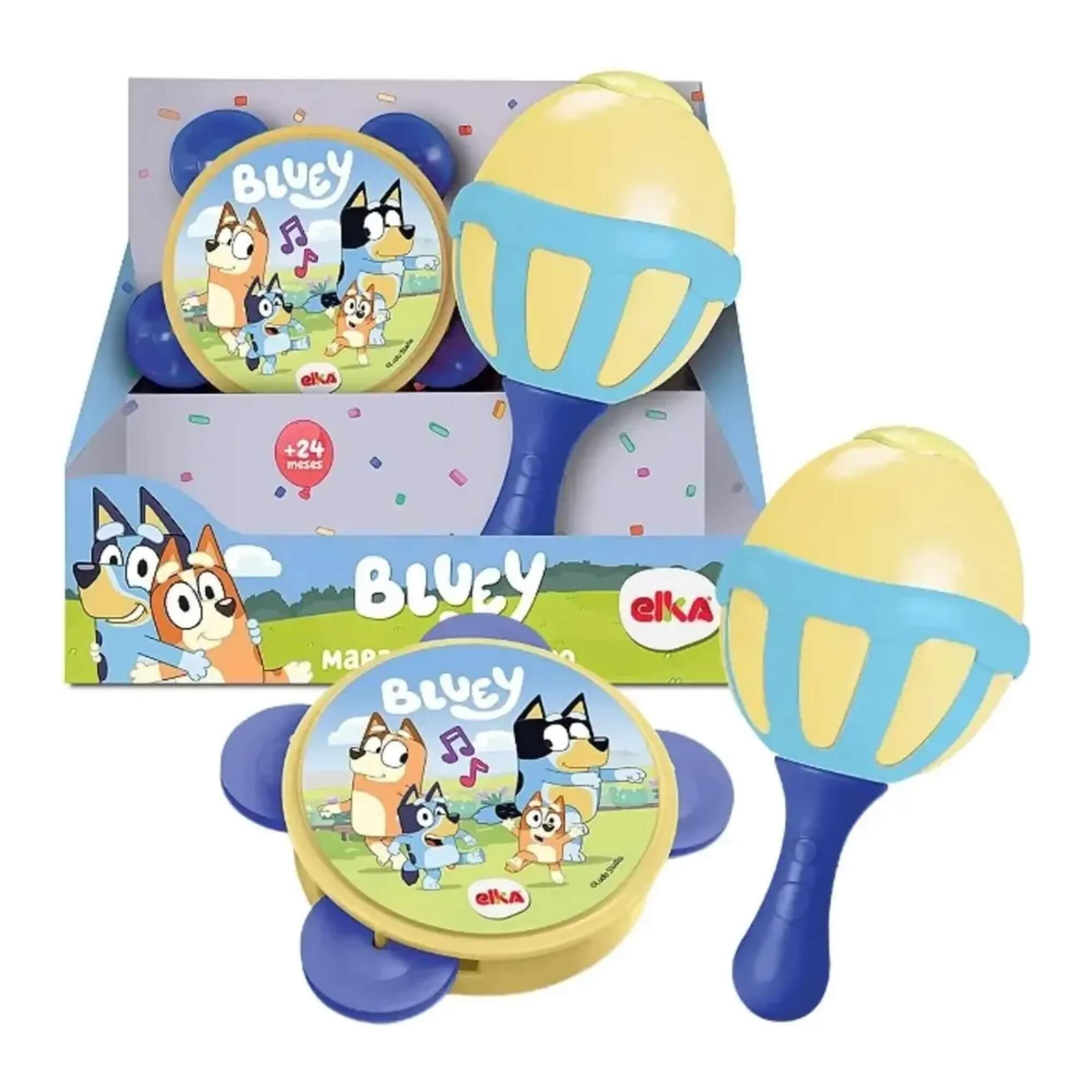 Brinquedo Kit Musical Bluey - Maraca e Pandeiro para Crianças +24 meses Elka - 1313
