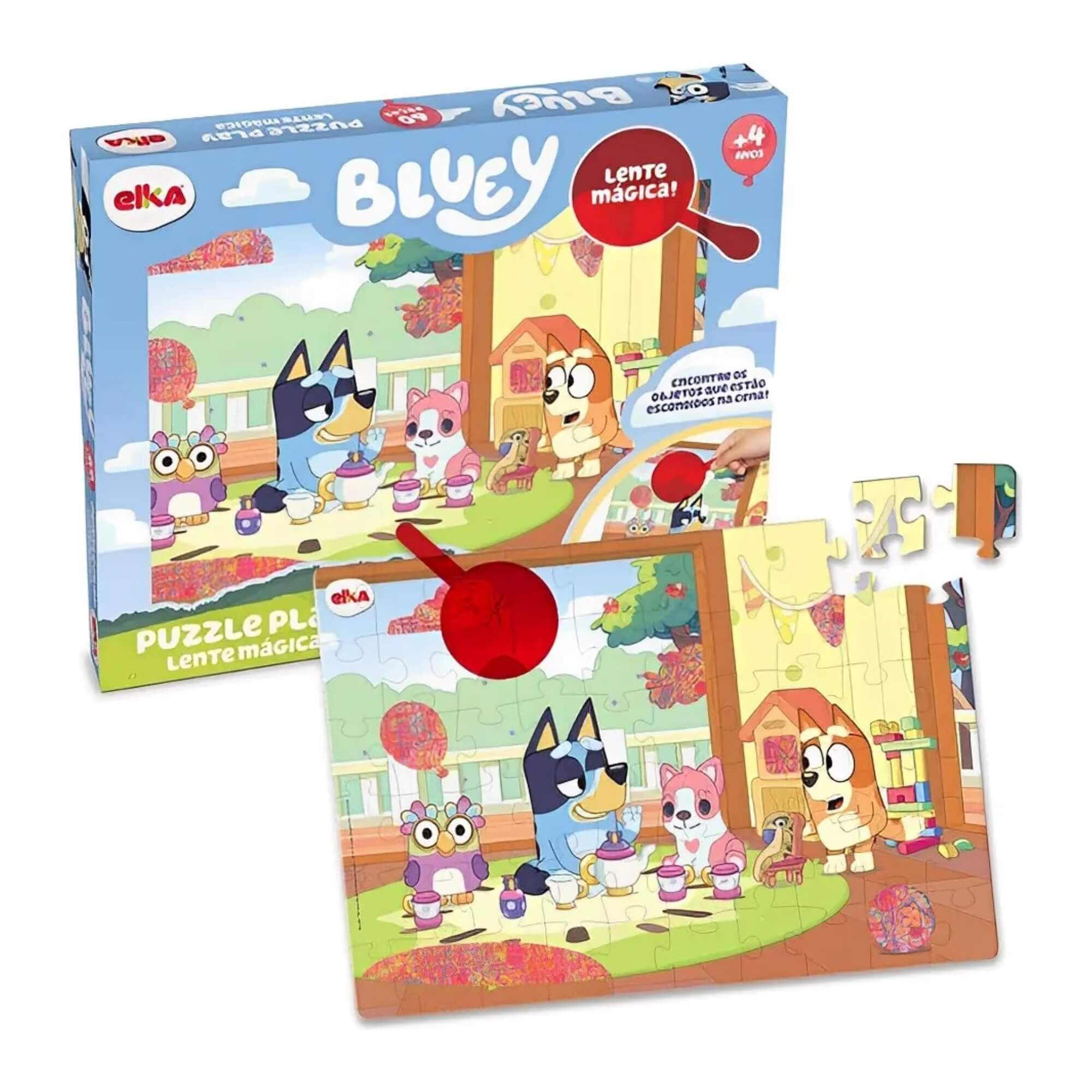 Quebra-Cabeça Puzzle Play 60 Peças - Lente Mágica - Bluey Elka - 1252
