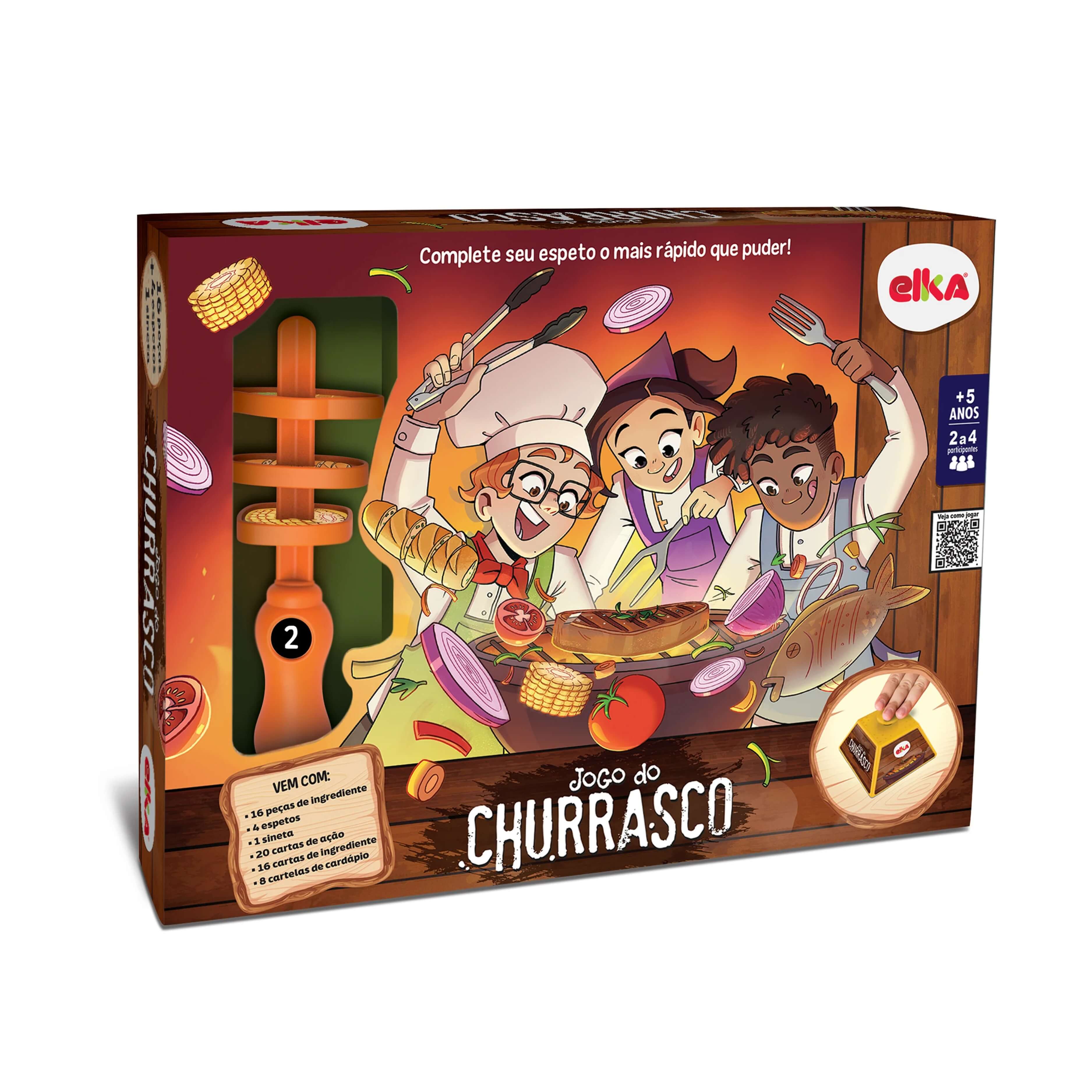 Jogo do Churrasco +5 anos - Espetos, Cartas e Diversão em Família Elka - 1298