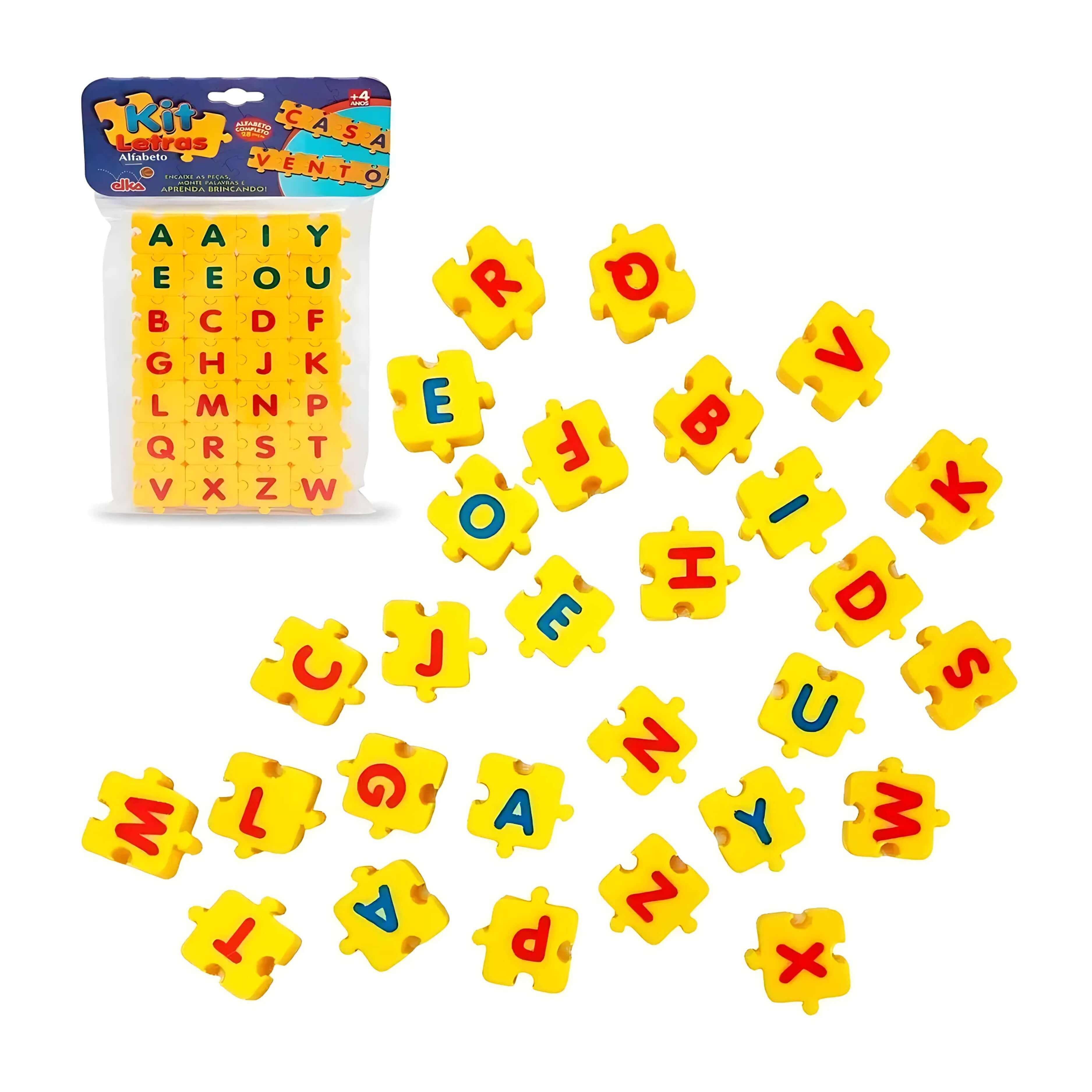 Brinquedo Educativo Kit Letras Alfabeto 28 Peças Elka - 840
