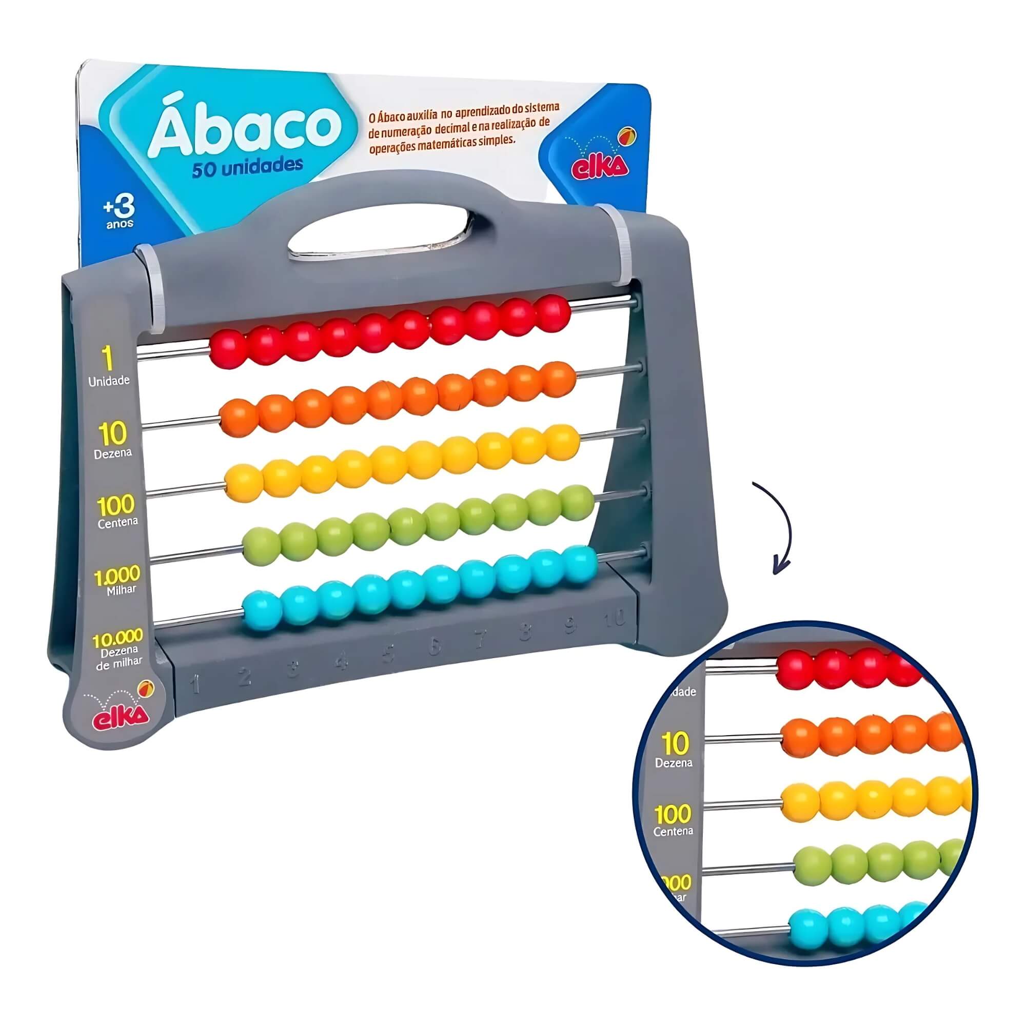 Brinquedo Escolar Pedagógico Ábaco 50 Elka - 1001