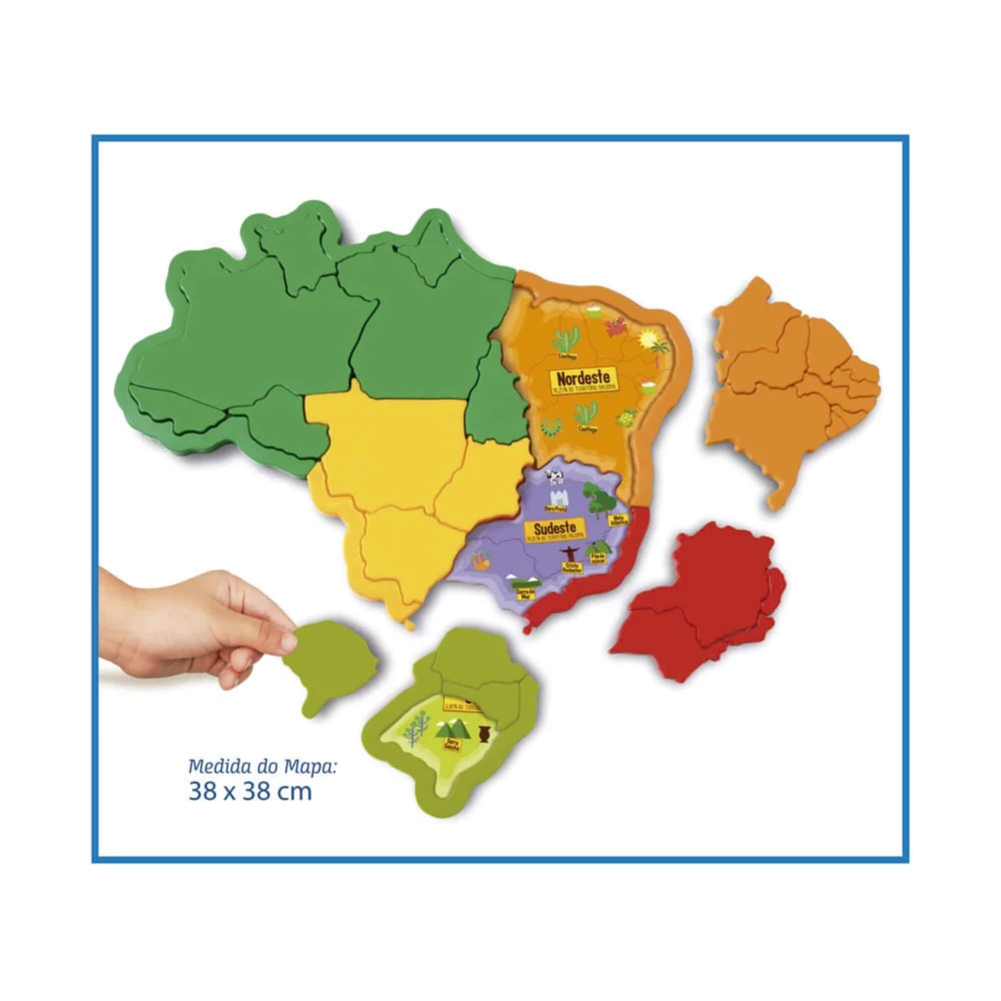 Jogo Educativo Mapa do Brasil em Plástico 3D Elka - 1109