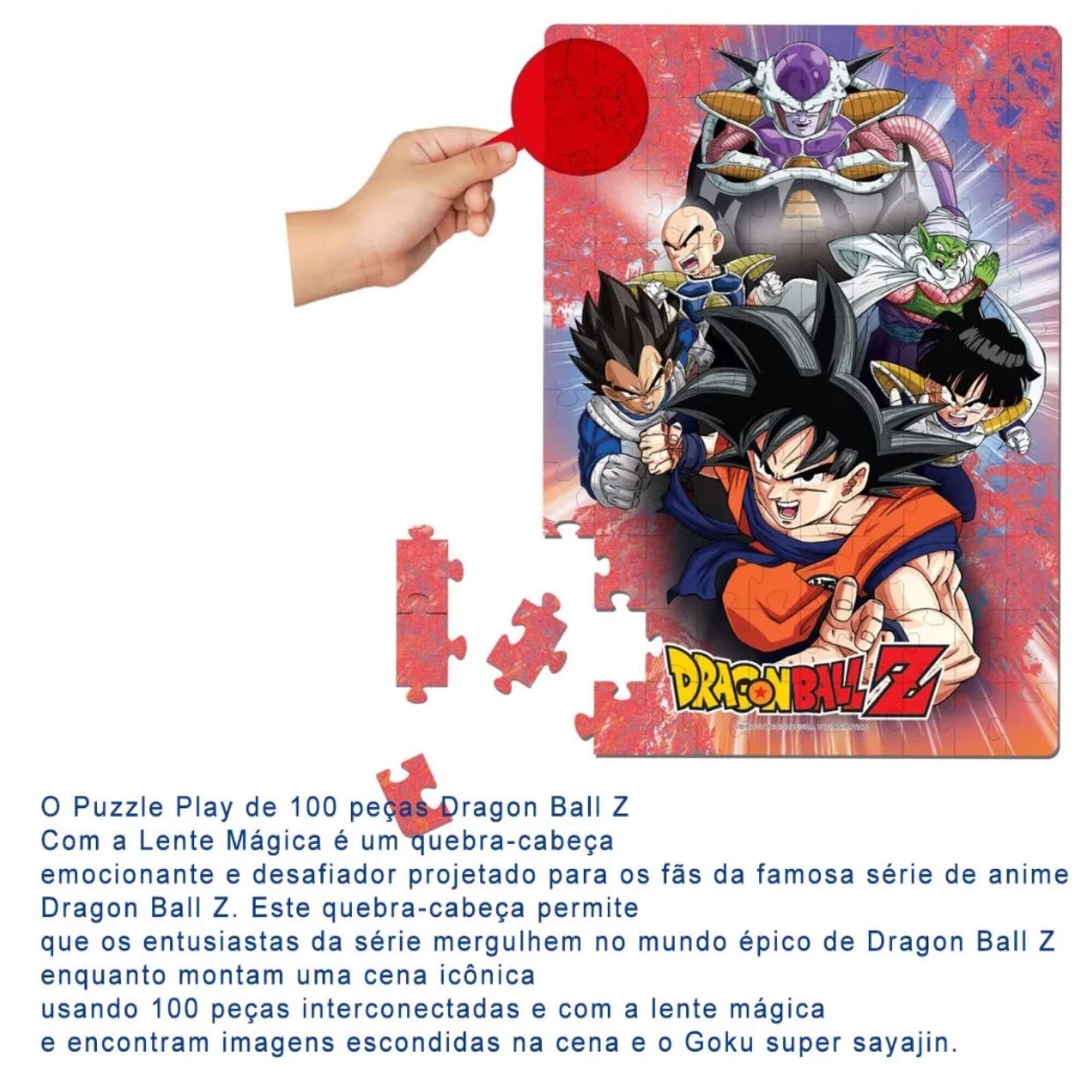 Jogo Infantil Quebra-Cabeça Lente Mágica Dragon Ball Z 100 Peças Elka - 1262