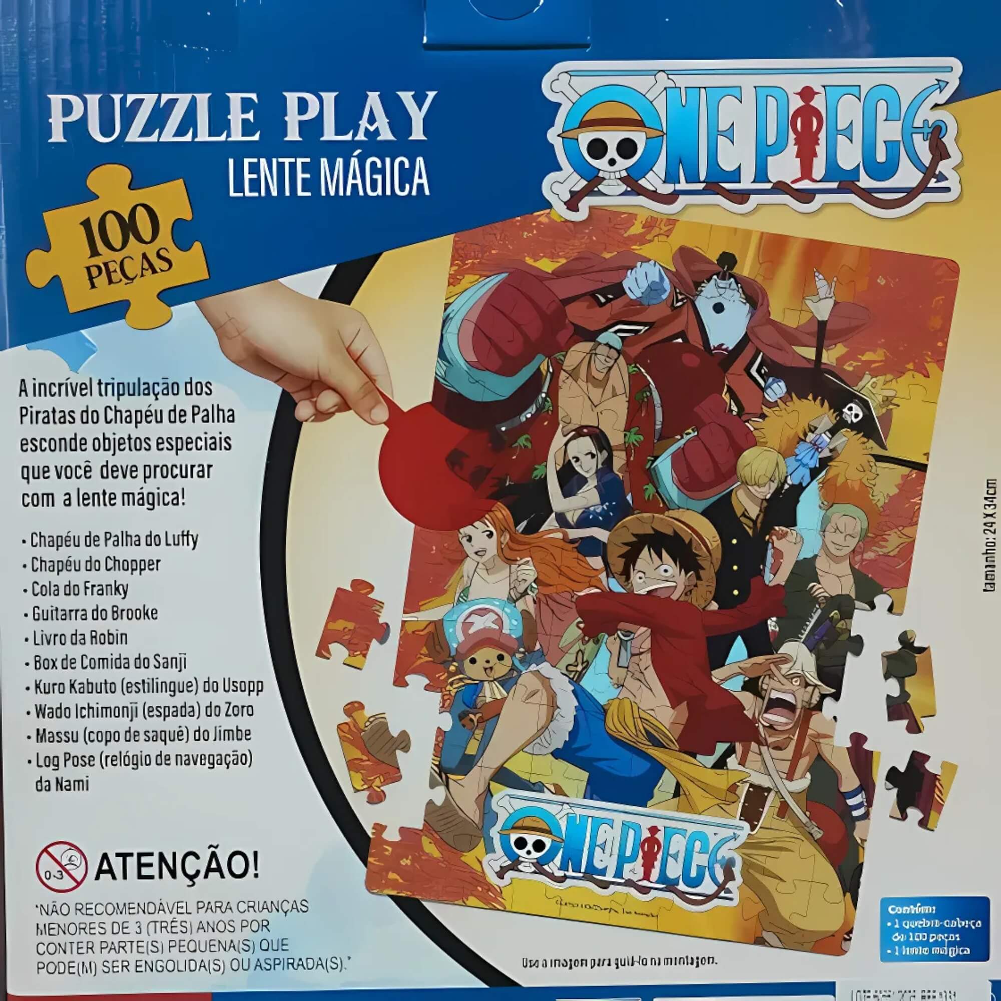 Jogo Infantil Quebra-Cabeça Lente Magica One Piece 100 peças Elka - 1331