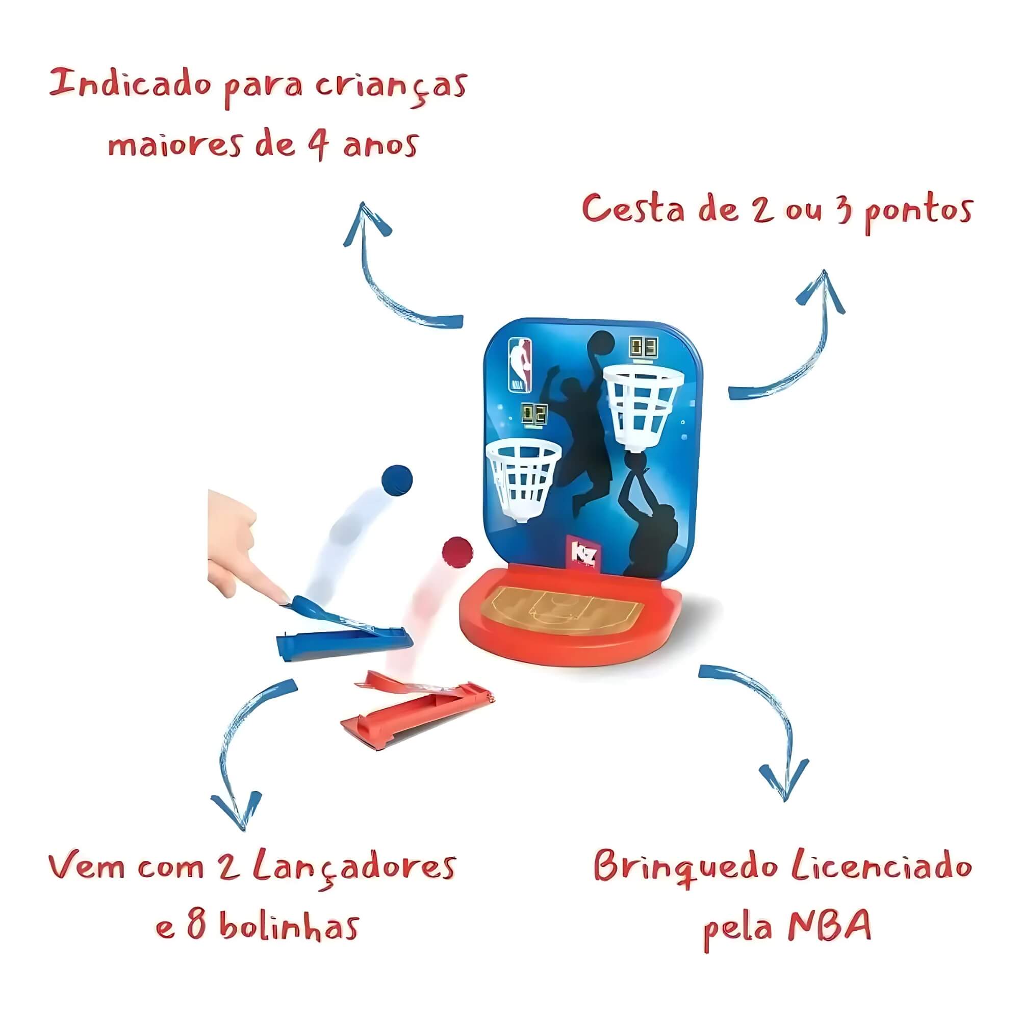 Jogo Lance Livre NBA c/ 2 Lançadores e 8 Bolinhas Elka - 1256