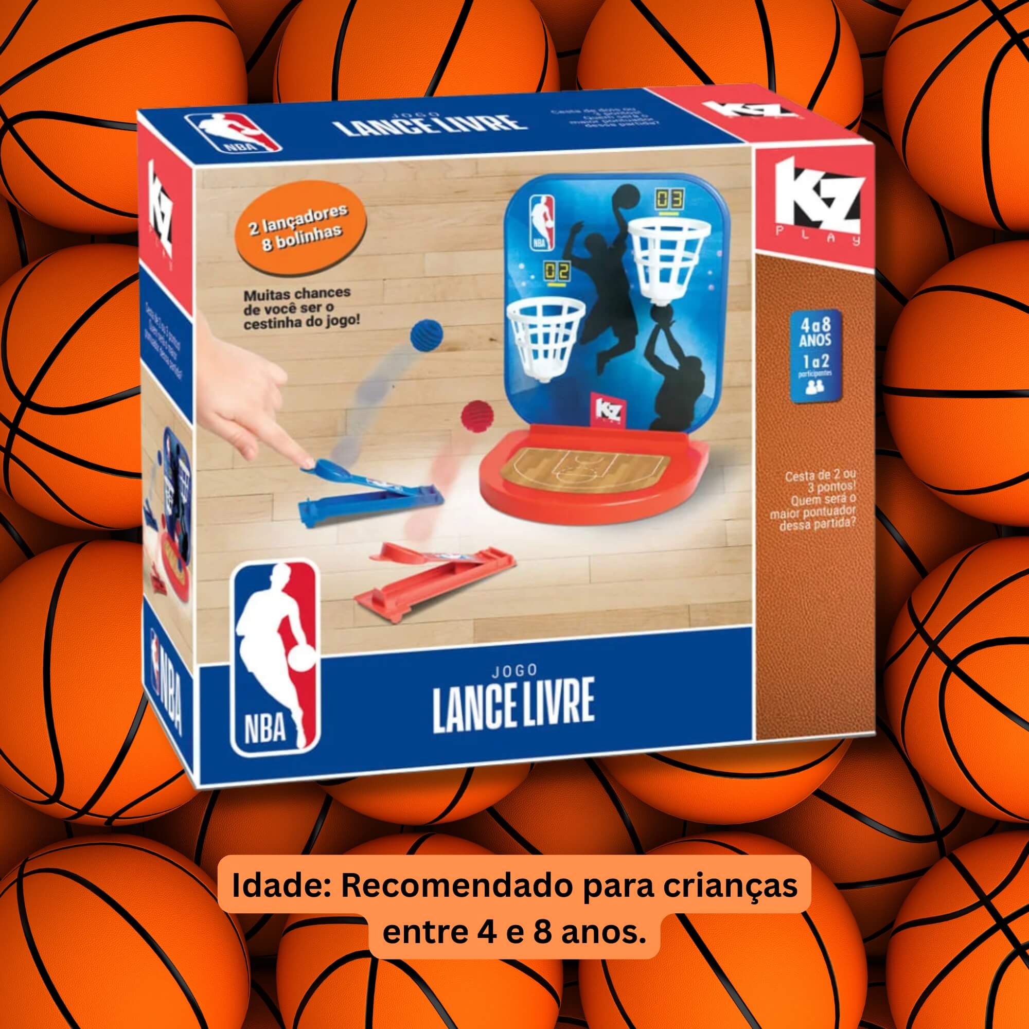Jogo Lance Livre NBA c/ 2 Lançadores e 8 Bolinhas Elka - 1256
