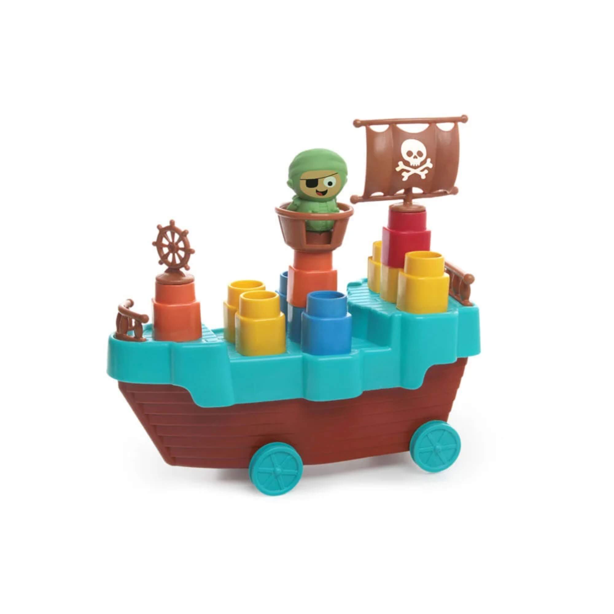 Brinquedo Infantil Fofo Blocos Barco Pirata 13 Peças Elka - 1045