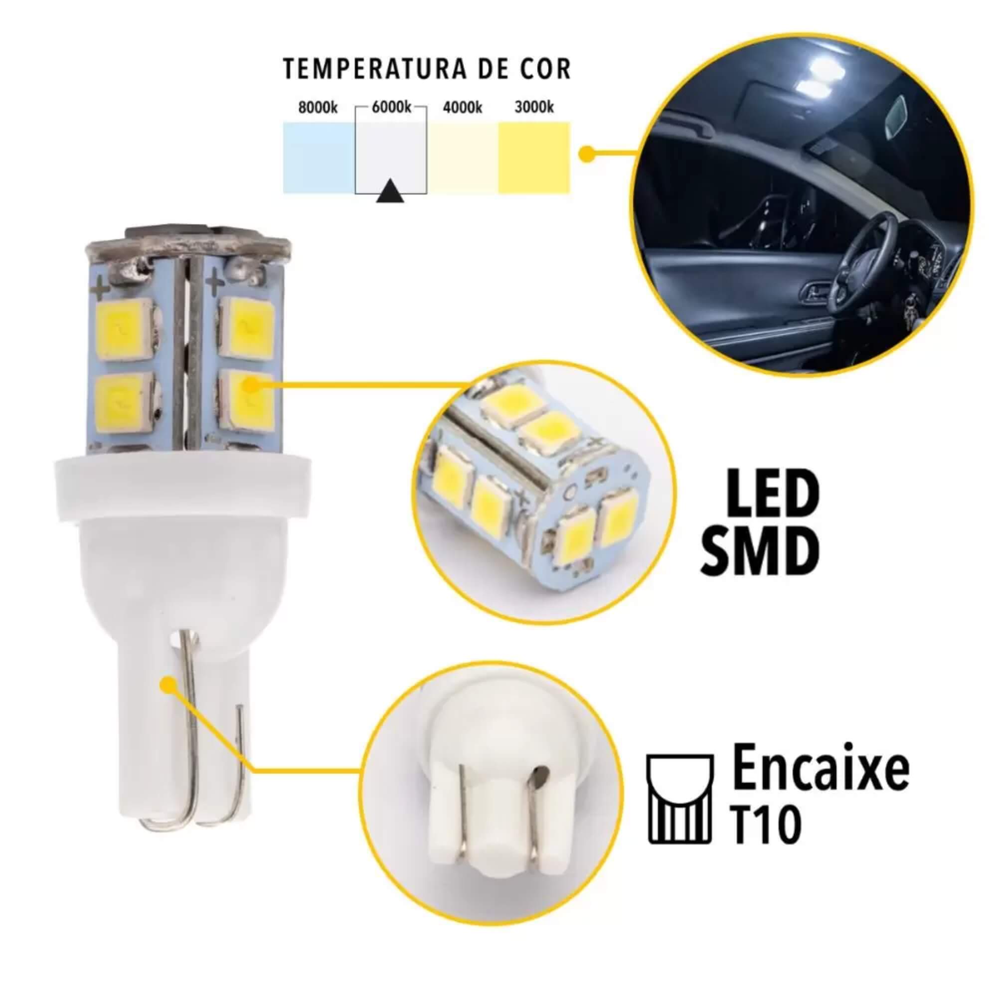 Lâmpada LED Pingo T10-3528-10SMD 12V 6000k sem Blister (unidade) Tarponn - TP-5301