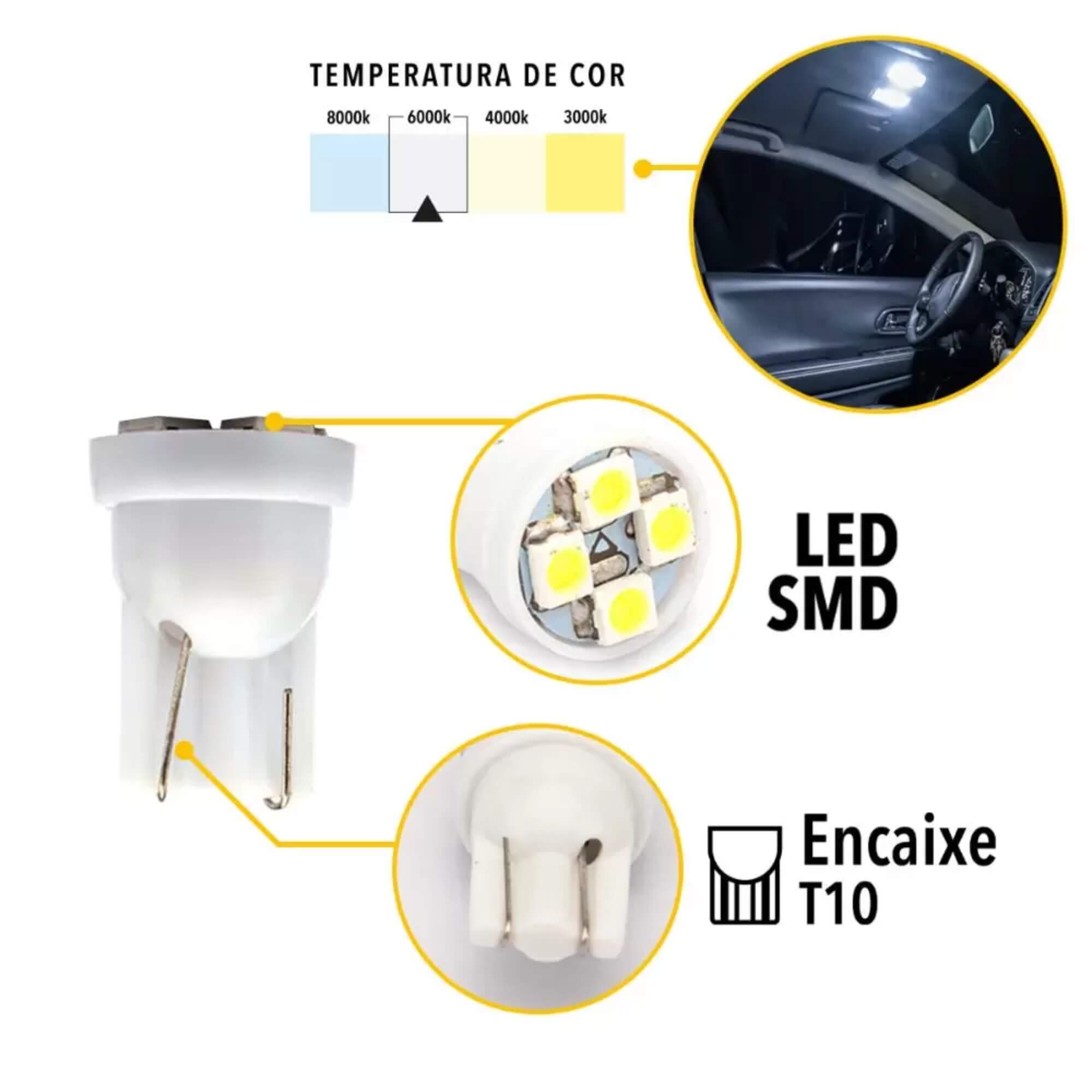 Lâmpada LED Pingo T10-3528-4SMD 12V 6000K Sem Blister (unidade) Tarponn - TP-5303