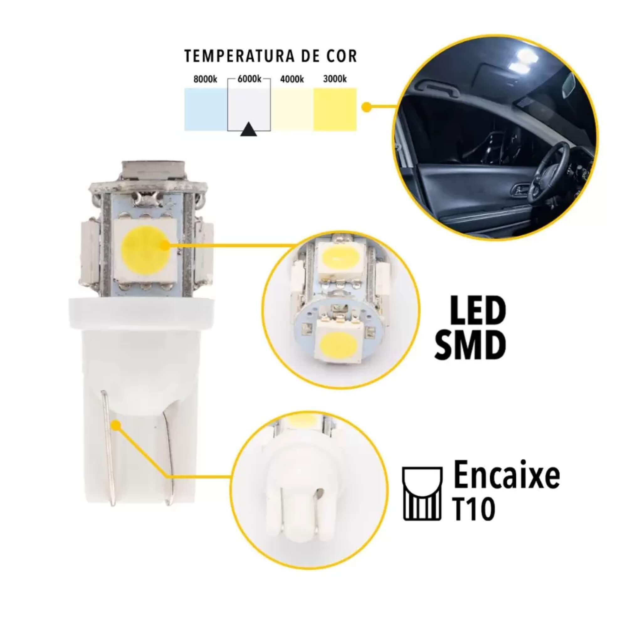 Lâmpada Led Pingo T10-5050-9SMD 12V 6.000K Tarponn - TP-5302