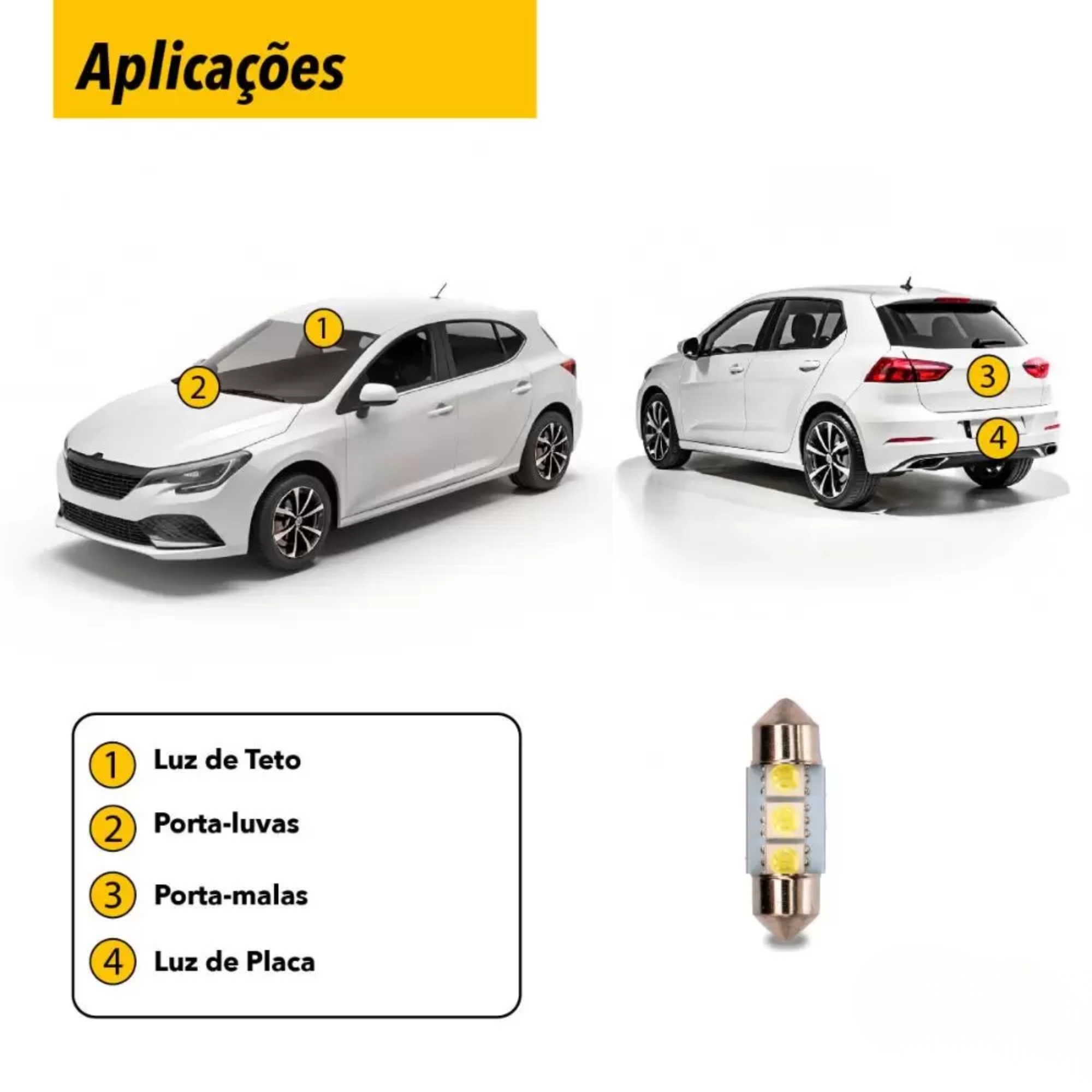 Lâmpada LED SJ-5050-3SMD-31MM 12v 6000k sem Blister (unidade) Tarponn - TP-5316