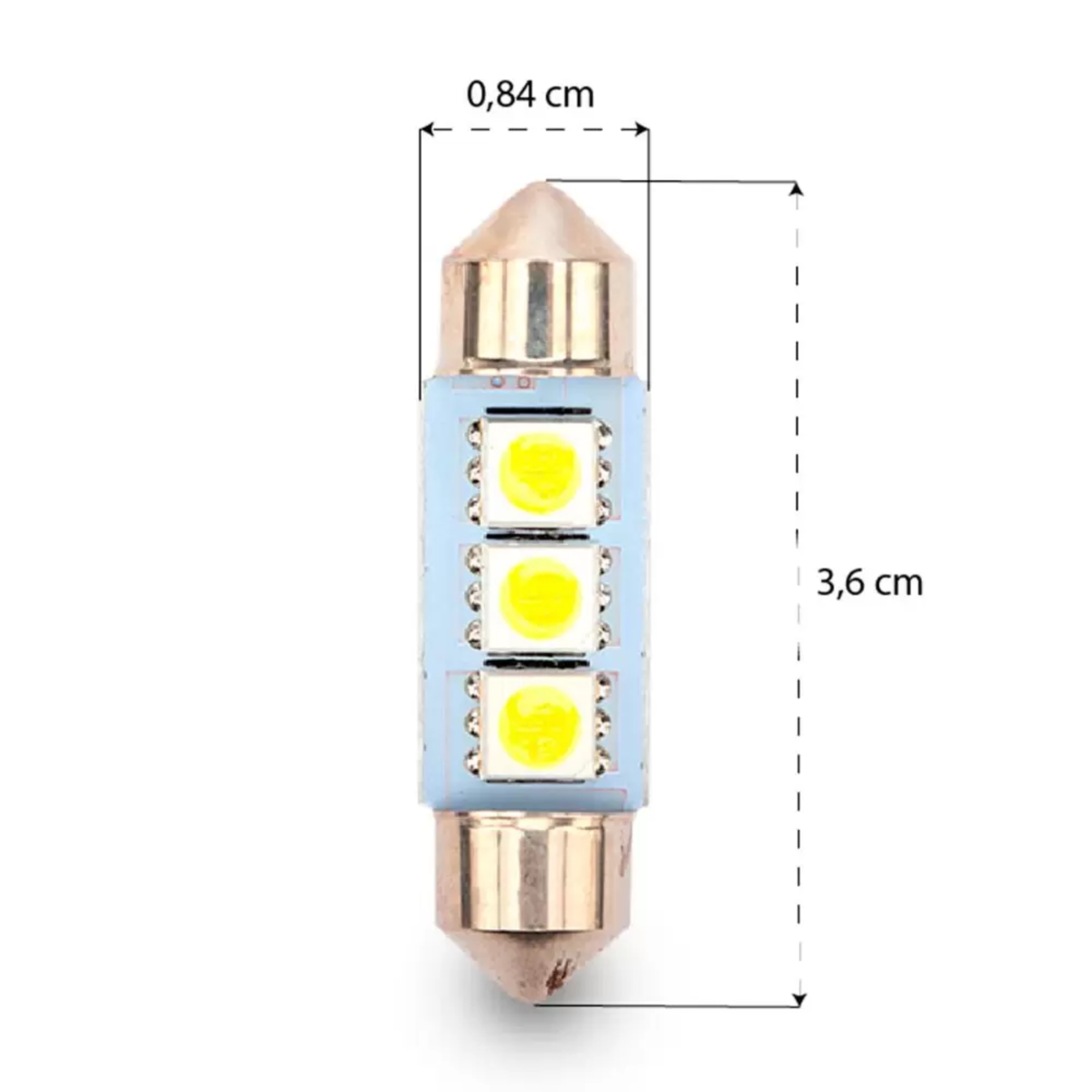 Lâmpada LED Torpedo SJ-5050-3SMD-36MM 12V 6.000K Tarponn - TP-5317