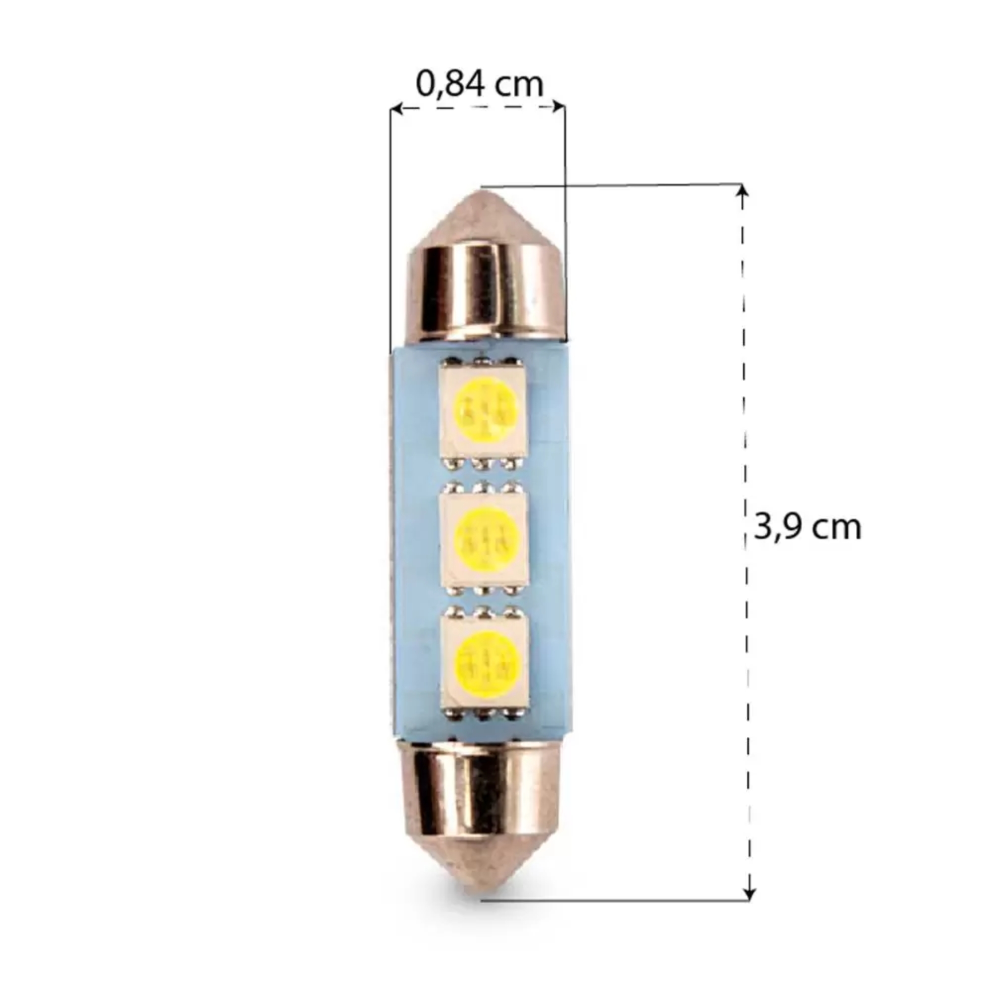 Lâmpada LED Torpedo SJ-5050-3SMD-39MM 12V 6.000K Tarponn - TP-5318