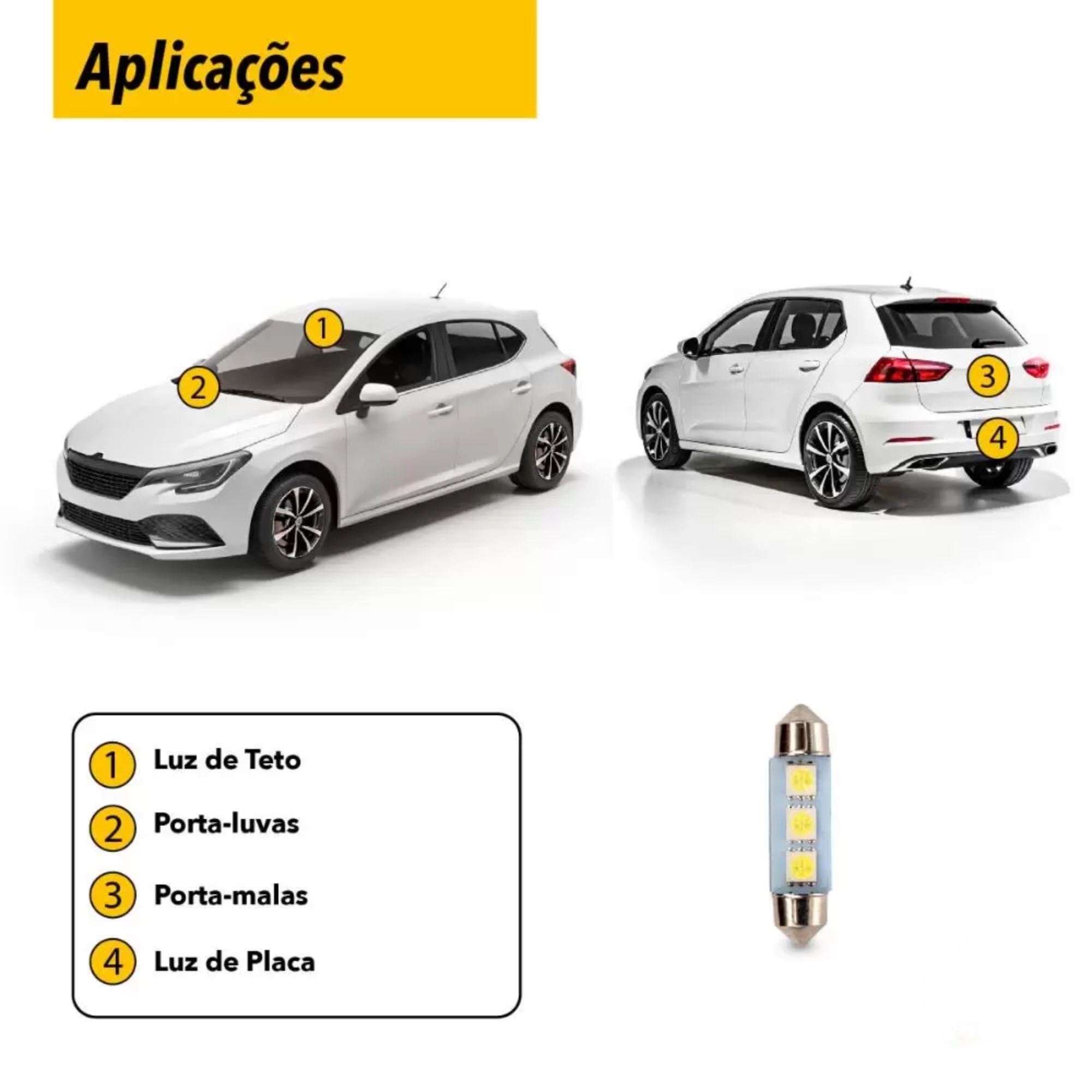 Lâmpada LED SJ-5050-3SMD-41MM 12v 6000k sem Blister (Unidade) Tarponn - TP-5319