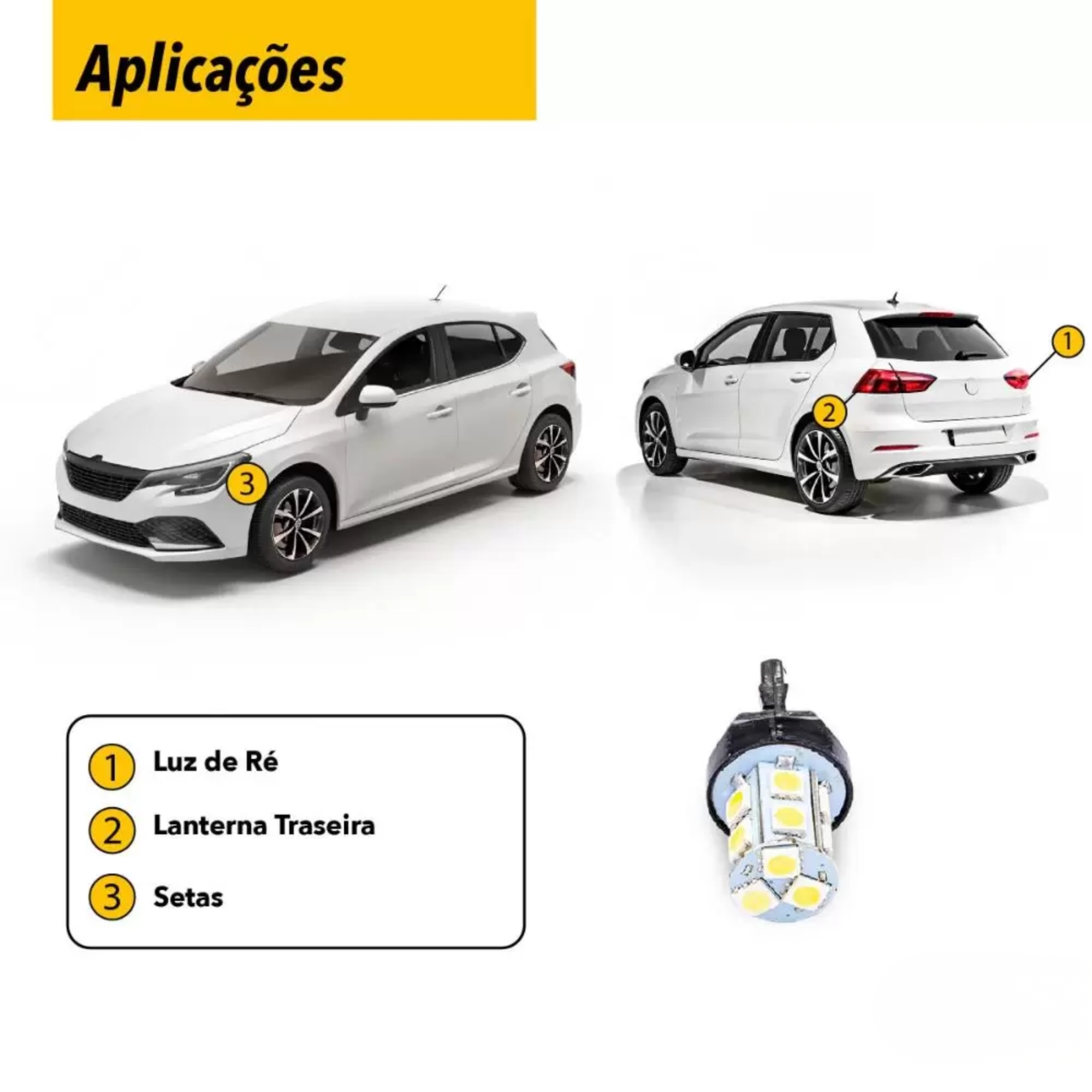 Par de Lâmpadas LED T20-5050-13SMD 1 Polo 12v 6000k Tarponn - TP-5057