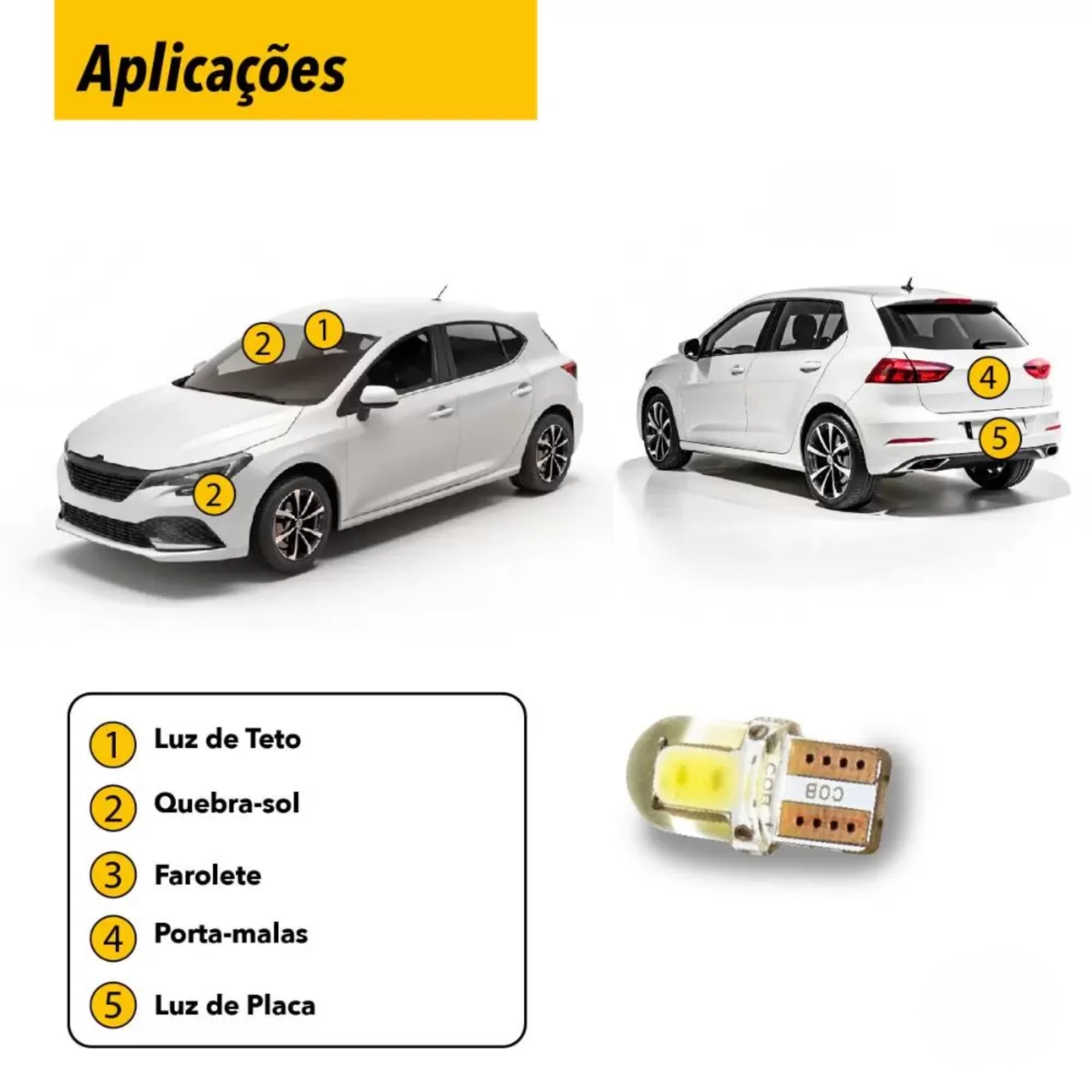 Par de Lâmpadas LED T10 Silicon COB LED CYBER Tarponn - TP-5002