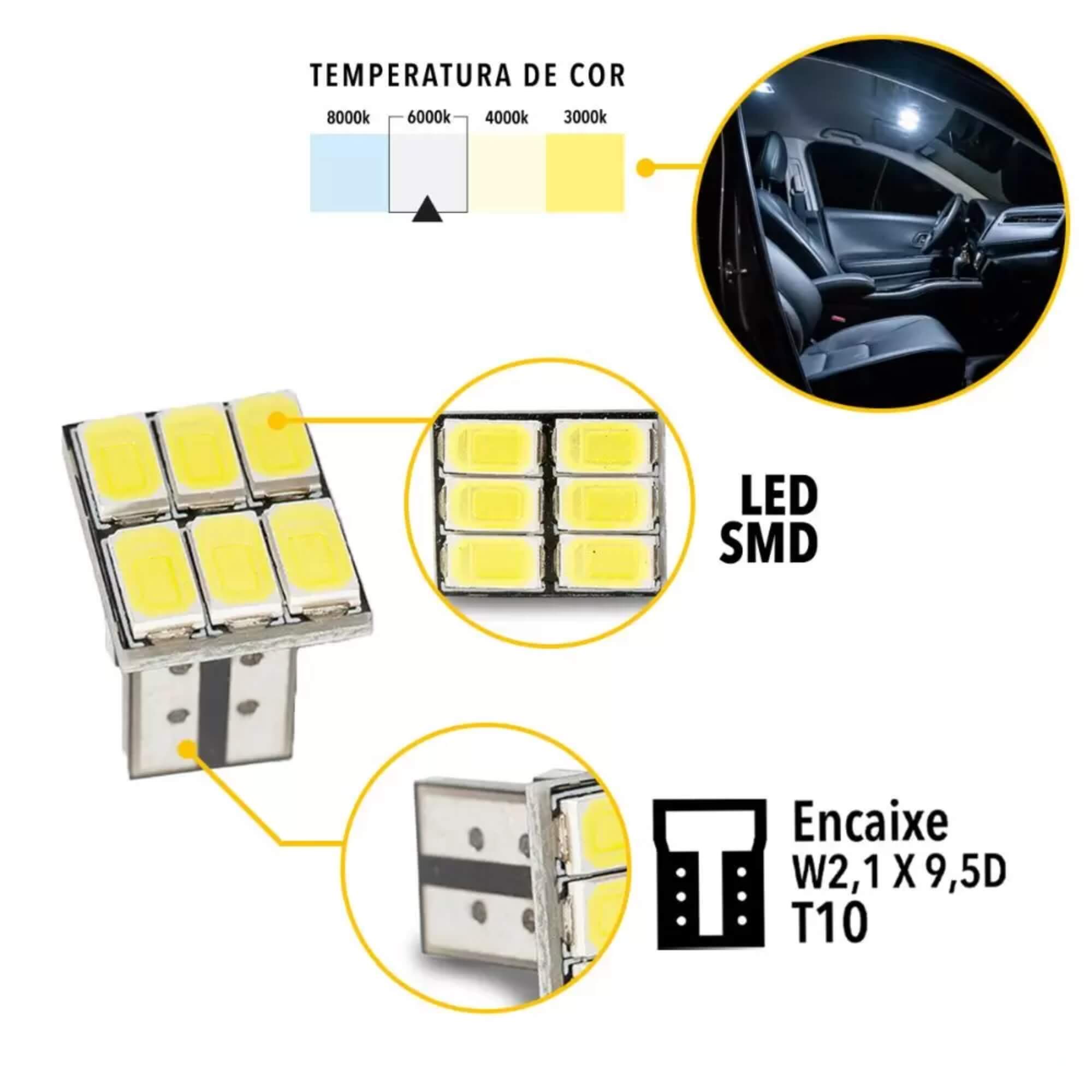 Par de Lâmpadas LED Pingo T10-5630-6SMD Canbus Tarponn - TP-5040