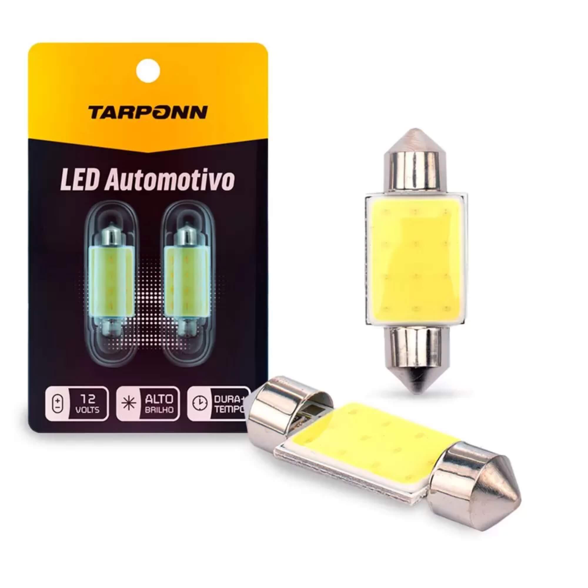 Par de Lâmpadas LED Torpedo SJ-COB-12C-36MM 12v 6000k Tarponn - TP-5032