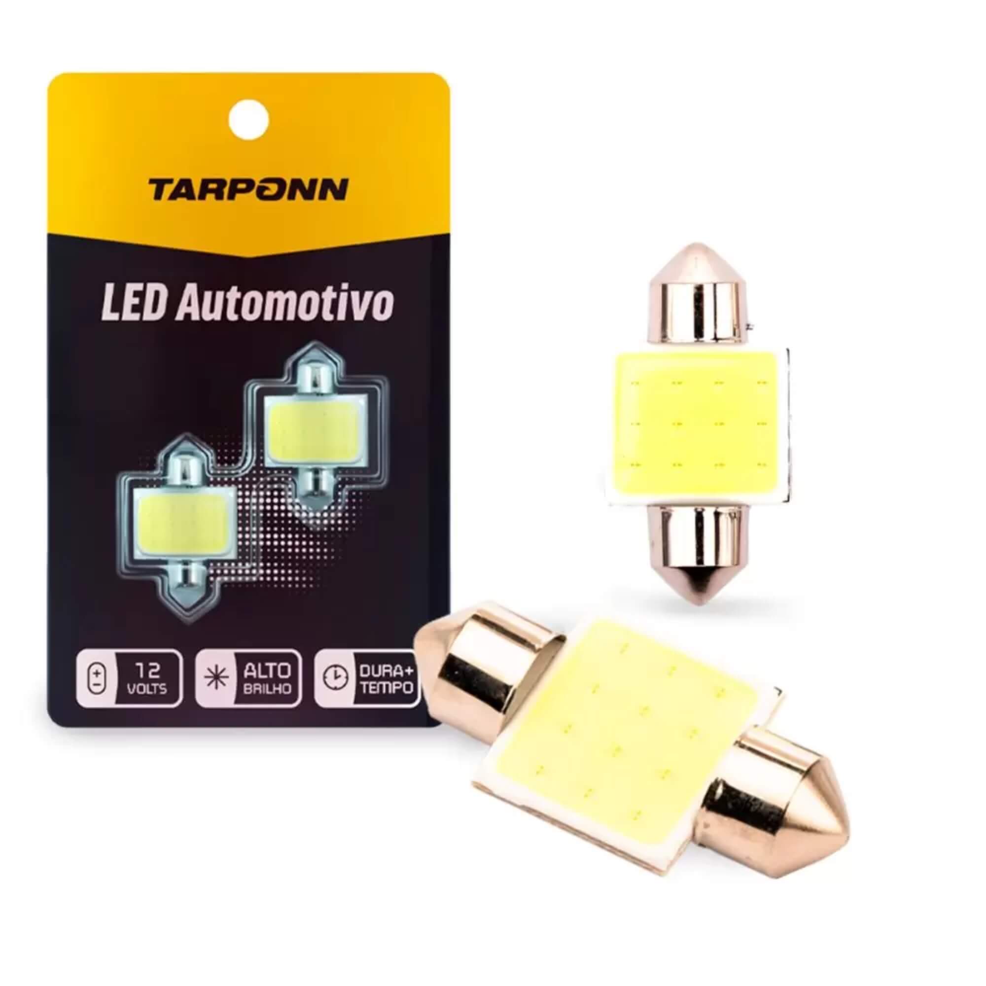 Par de Lâmpadas LED Torpedo SJ-COB-12C-31MM 12v 6000k Tarponn - TP-5031