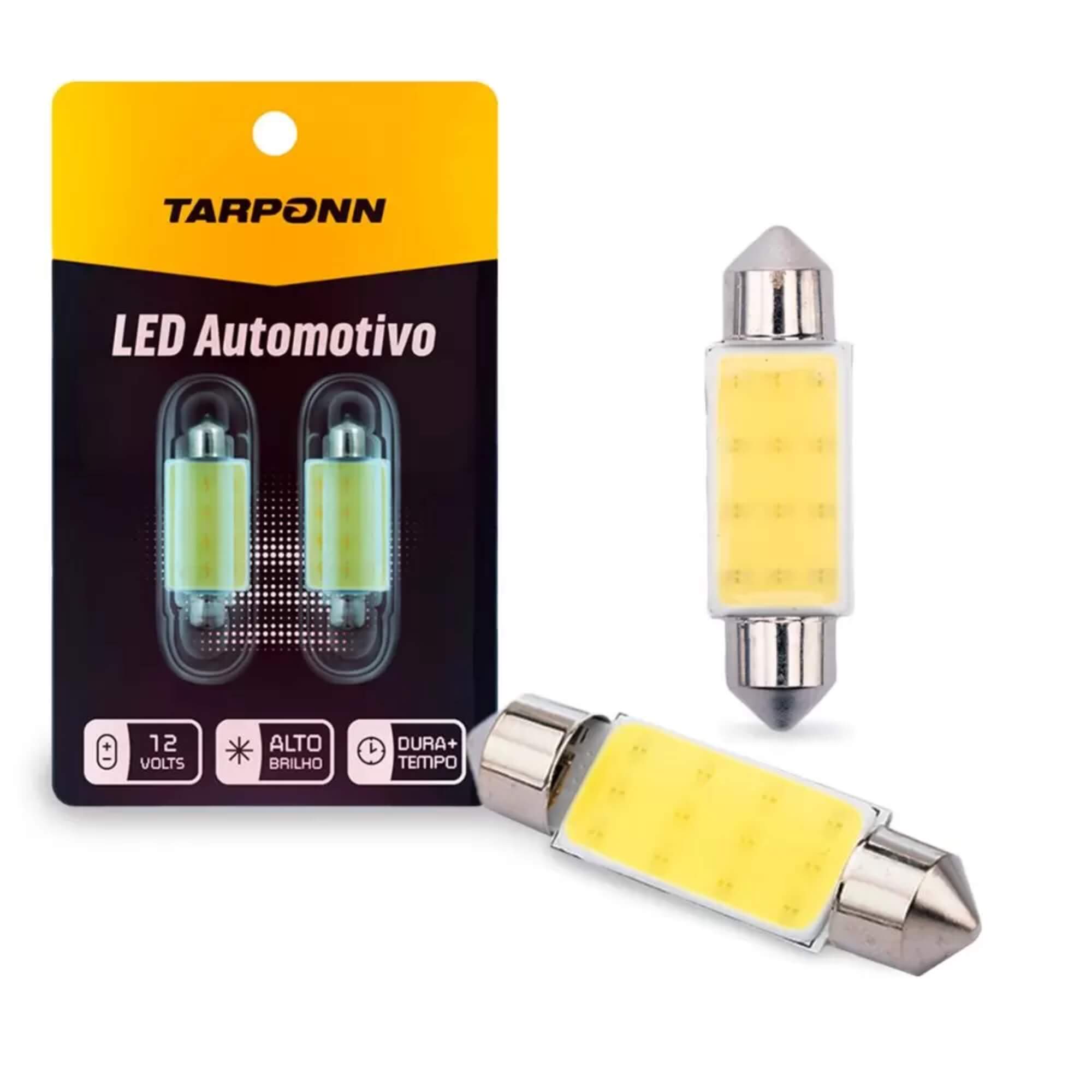 Par de Lâmpadas LED Torpedo SJ-COB-12C-41MM 12v 6000k Tarponn - TP-5034