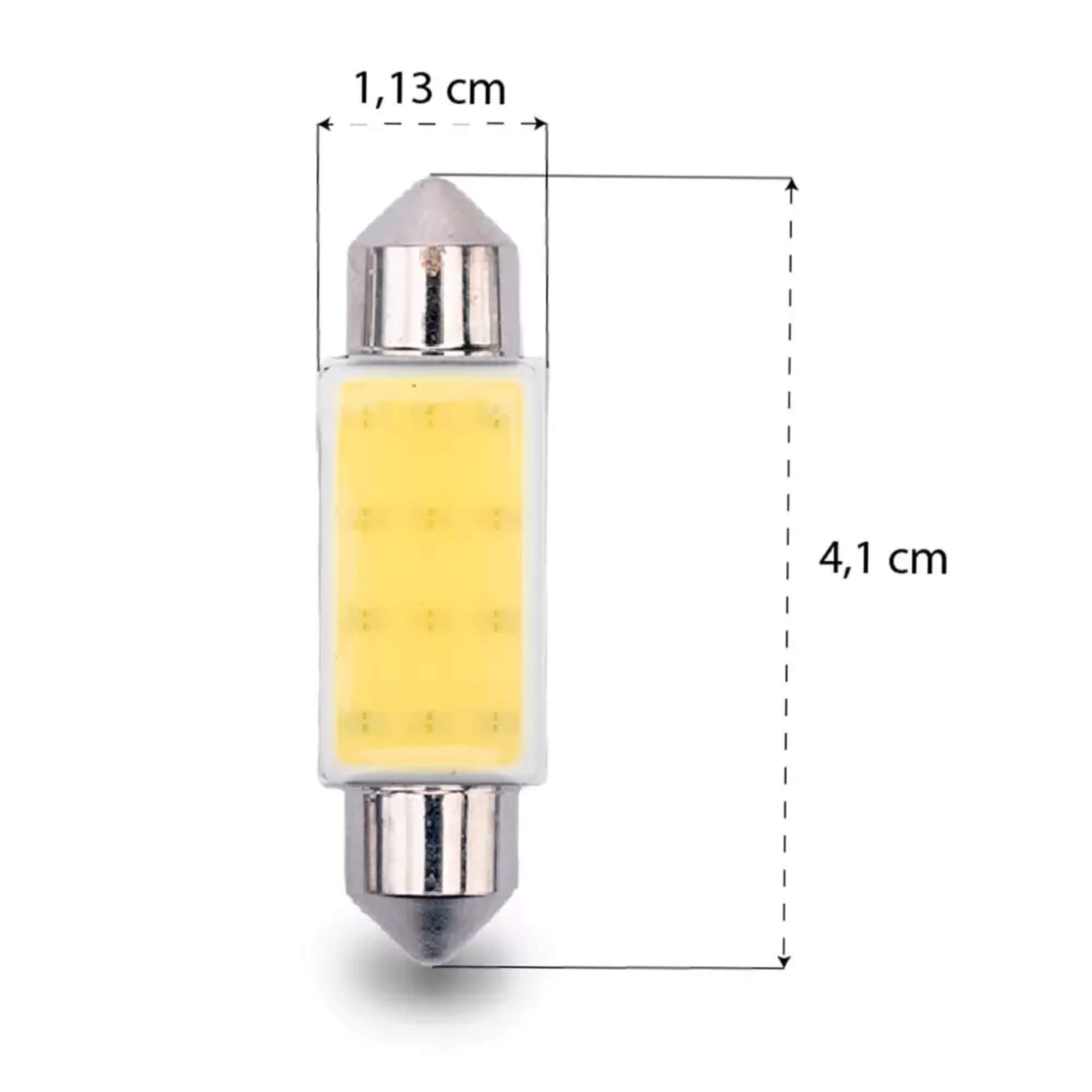 Par de Lâmpadas LED Torpedo SJ-COB-12C-41MM 12v 6000k Tarponn - TP-5034