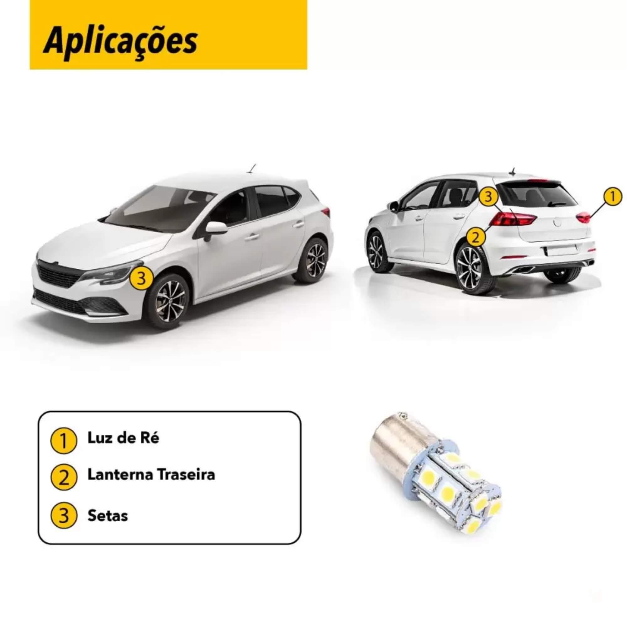 Par de Lâmpadas LED 1141 Ba15S-5050-13SMD 1 Polo 12V 6000k Tarponn - TP-5009