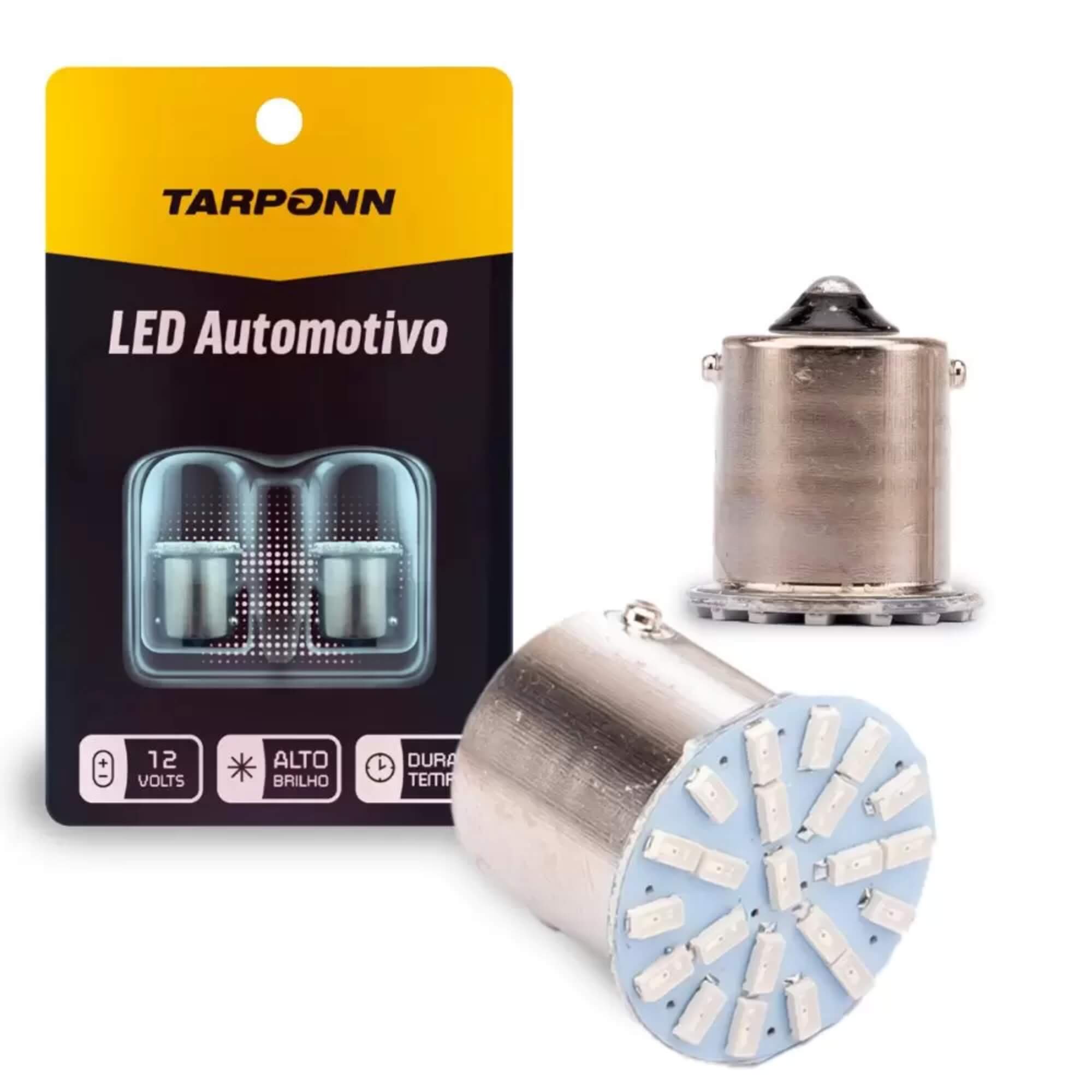 Par de Lâmpadas LED 67 Ba15S-3014-22SMD Amarela 1 Polo 12v Tarponn - TP-5013