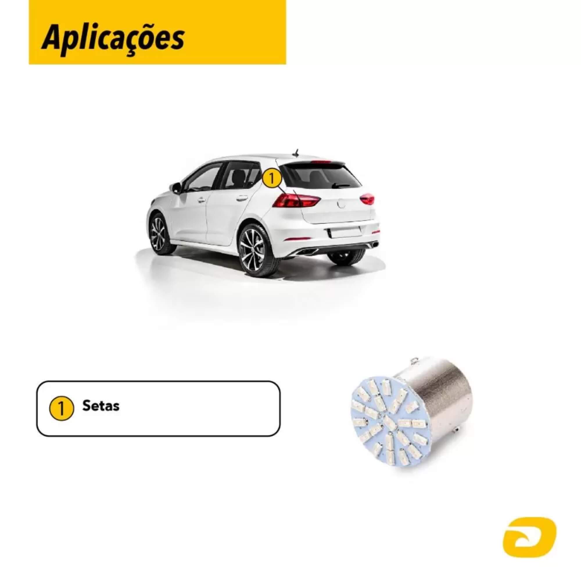 Par de Lâmpadas LED 67 Ba15S-3014-22SMD Amarela 1 Polo 12v Tarponn - TP-5013