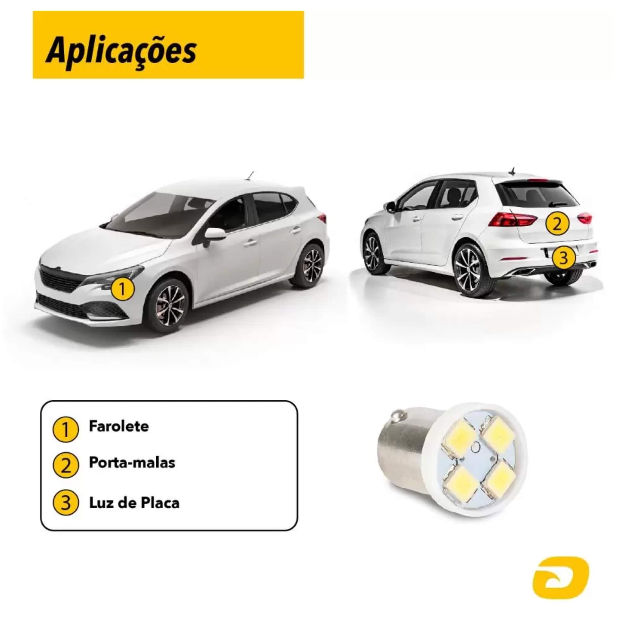 Par de Lâmpadas LED 69 Ba9S-3528-4SMD 12v 6000k Tarponn - TP-5043