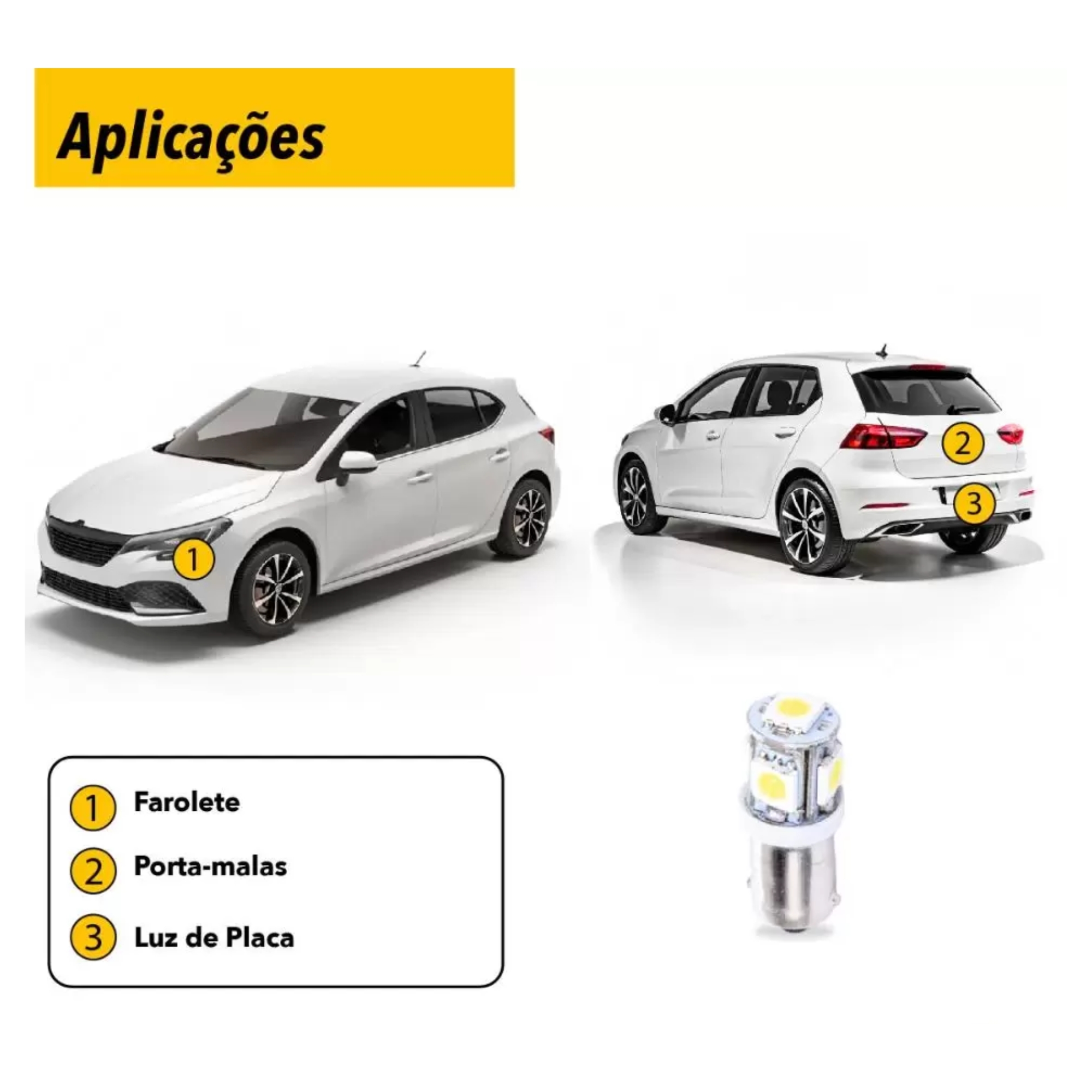 Par de Lâmpadas LED 69 Ba9S-5050-5SMD 12V 6000k Tarponn - TP-5008