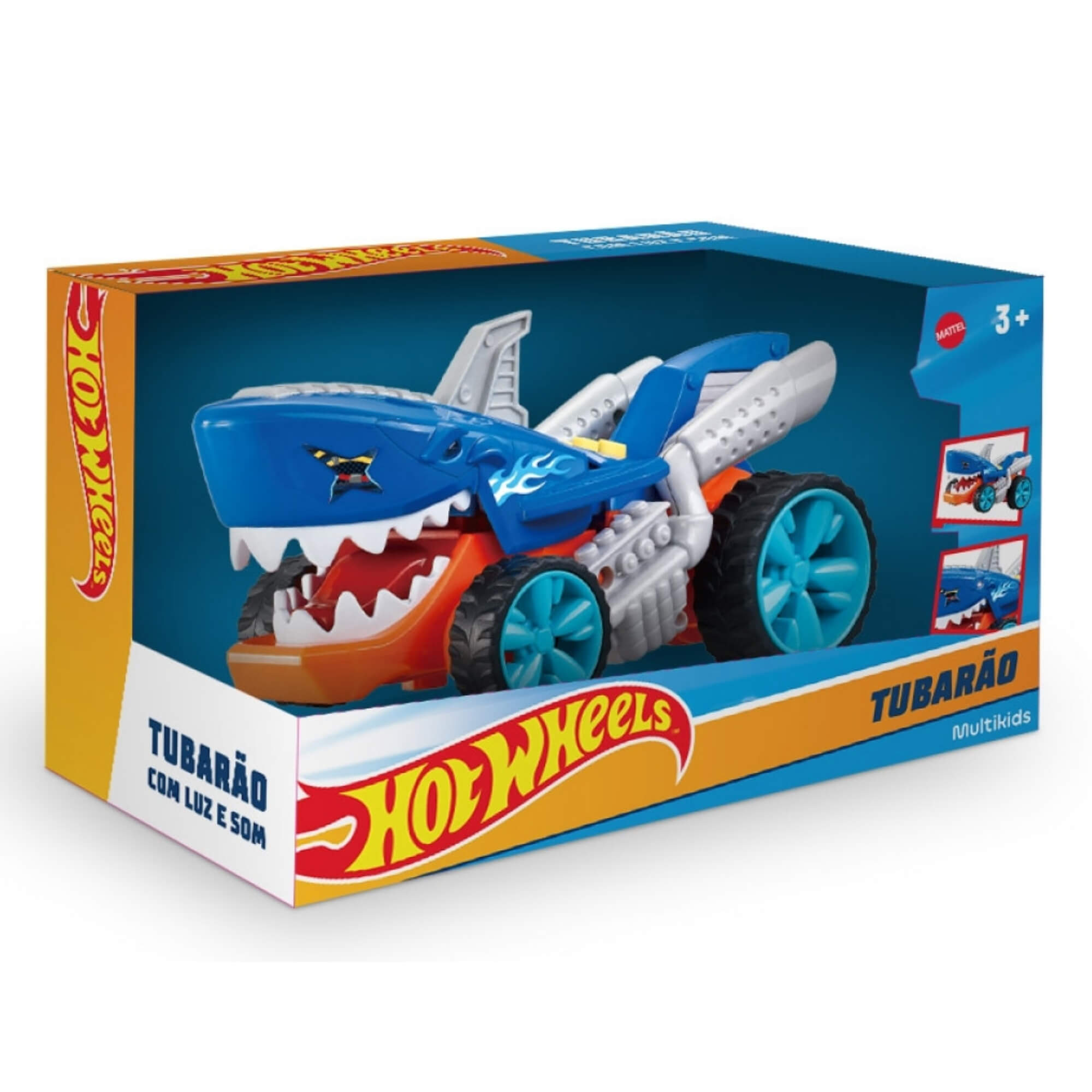 Brinquedo Infantil Hot Wheels Carro Tubarão com Luz e Som Multikids - BR2483