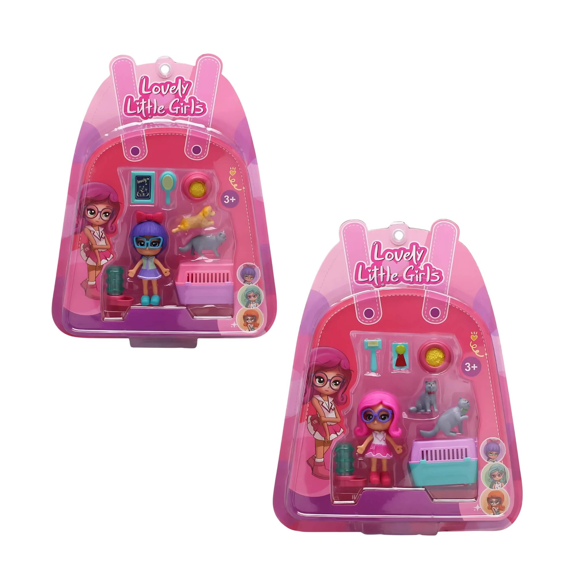 COMP 2x Bonecas Lovely Little Girls Super Pet Shop Sortidas Multikids - BR2268